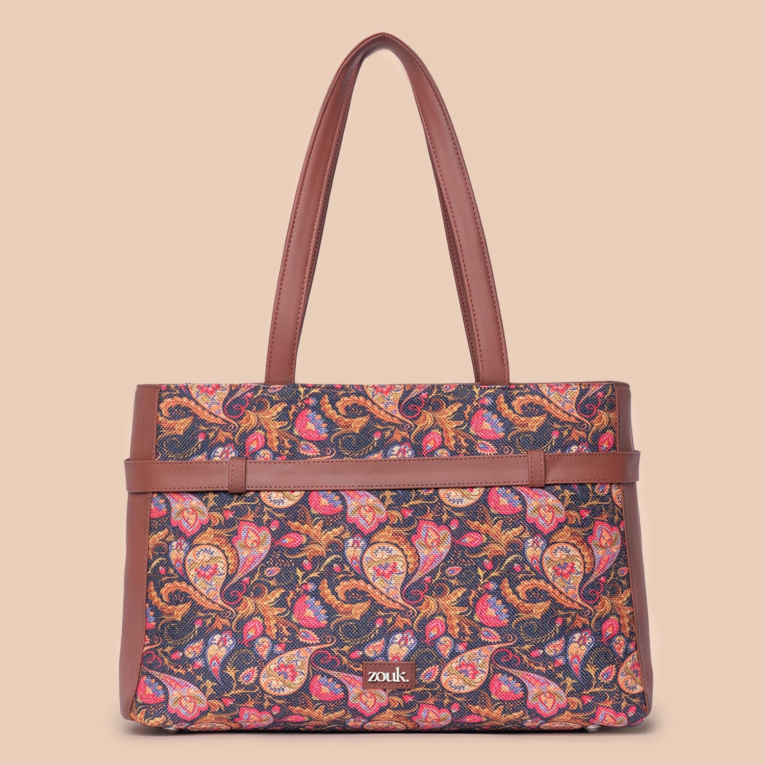 ZIP-Paisley Print Statement Office Bag