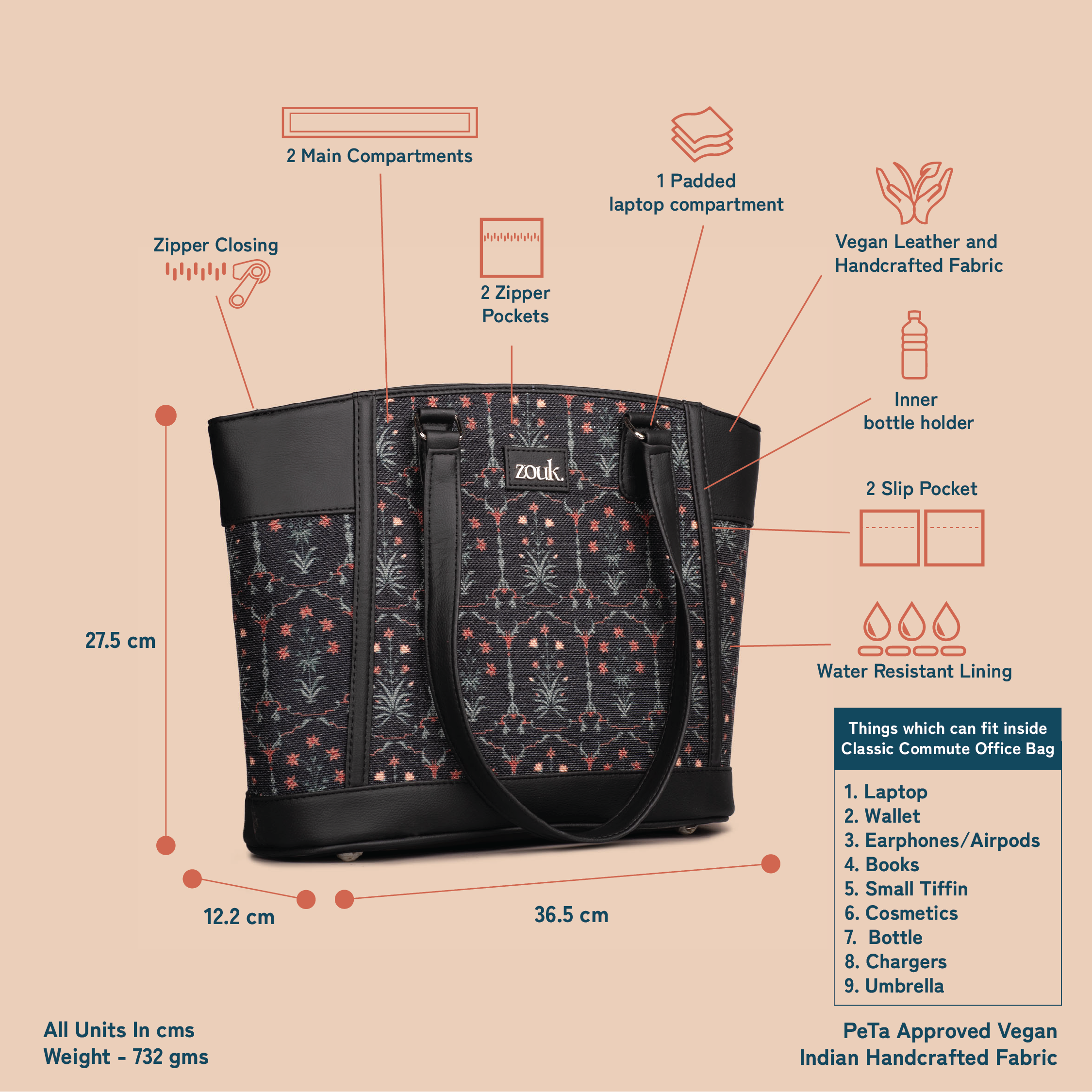 Taj Guldasta Classic Commute Office Bag