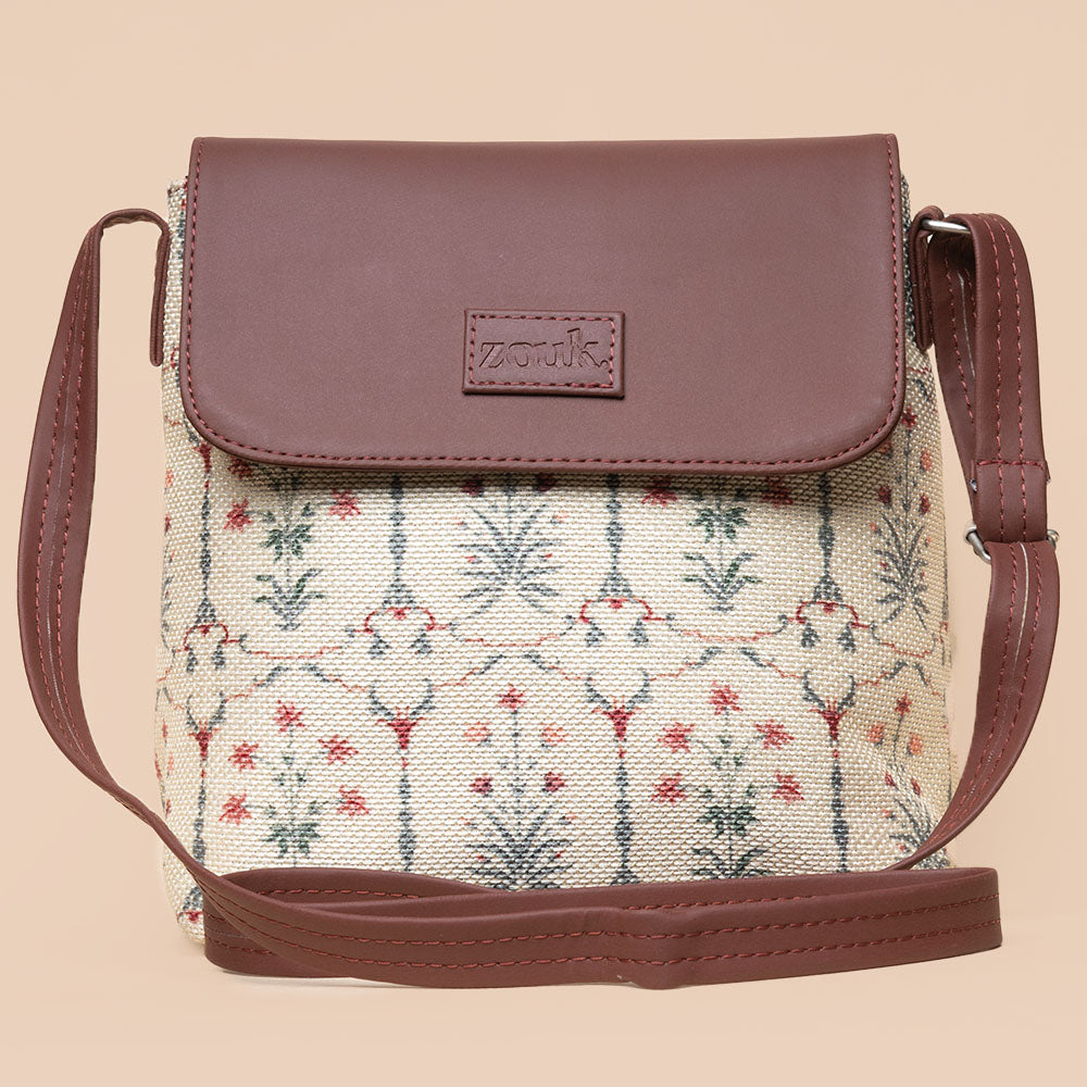 Taj Nakashi & Paisley Print - Flap Sling Bag & Classic Zipper Wallet Combo