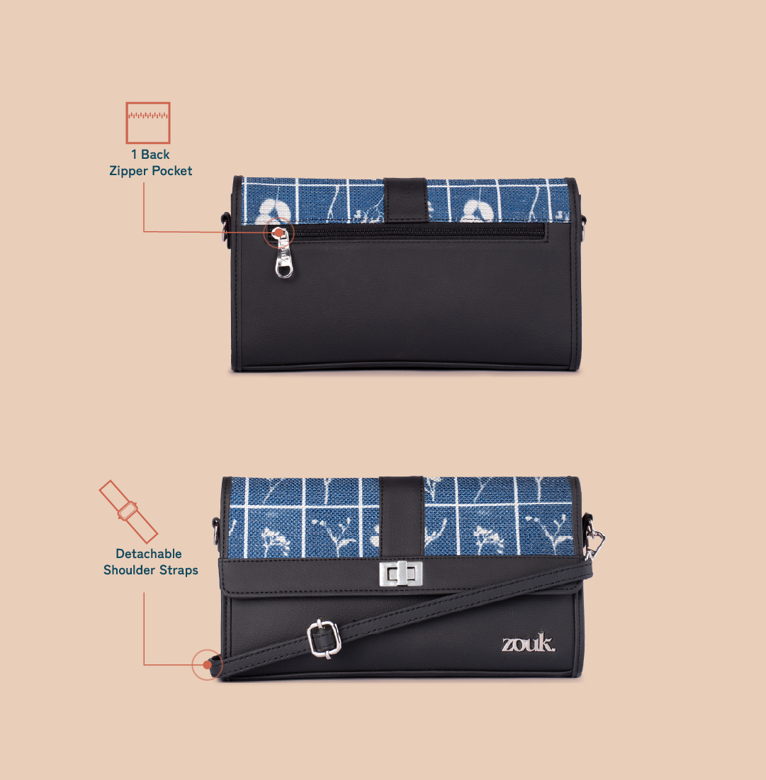 ZIP-Rhea Kapoor Tarini Clutch - Lakshadweep Azure