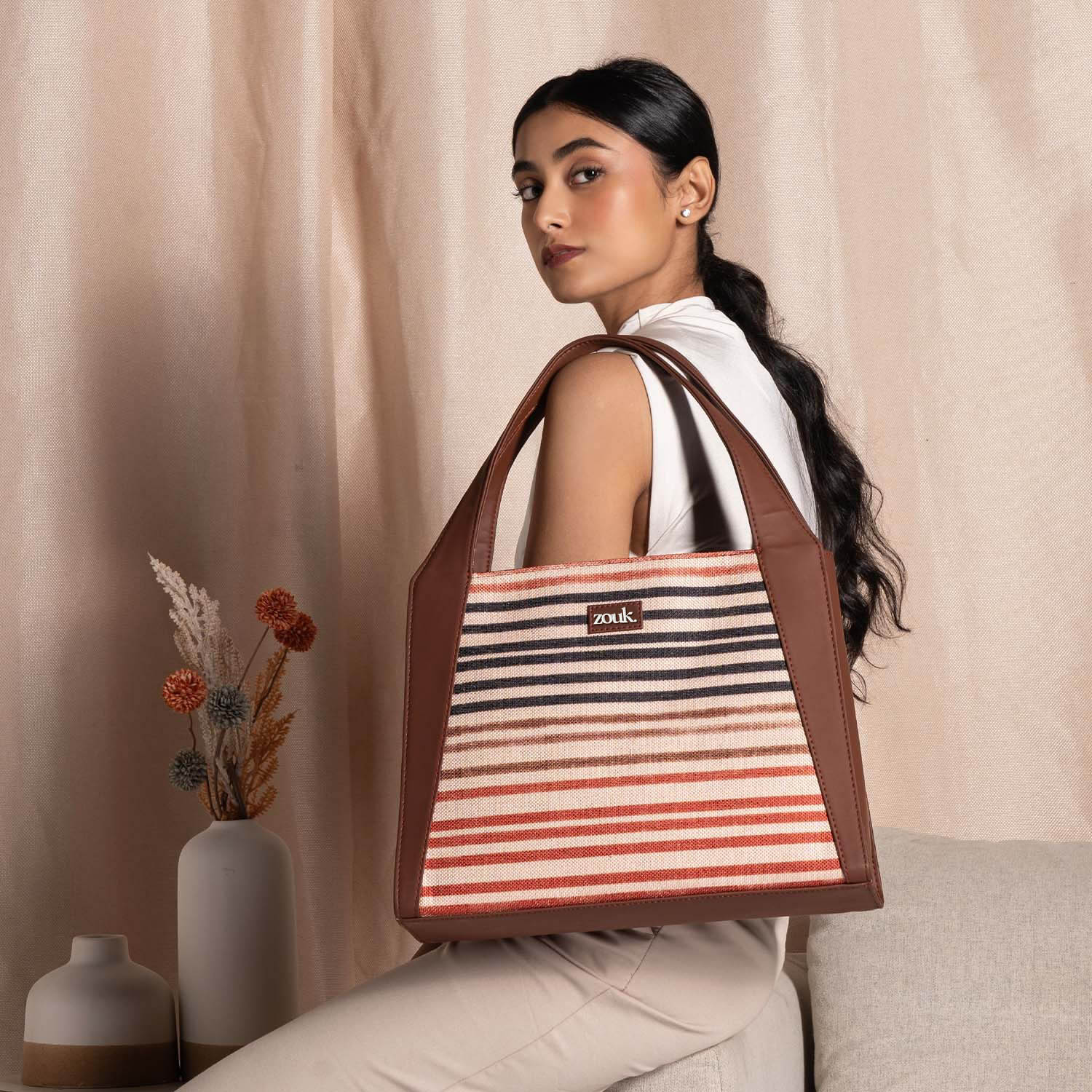 Qutub Stripes Trapezia Tote