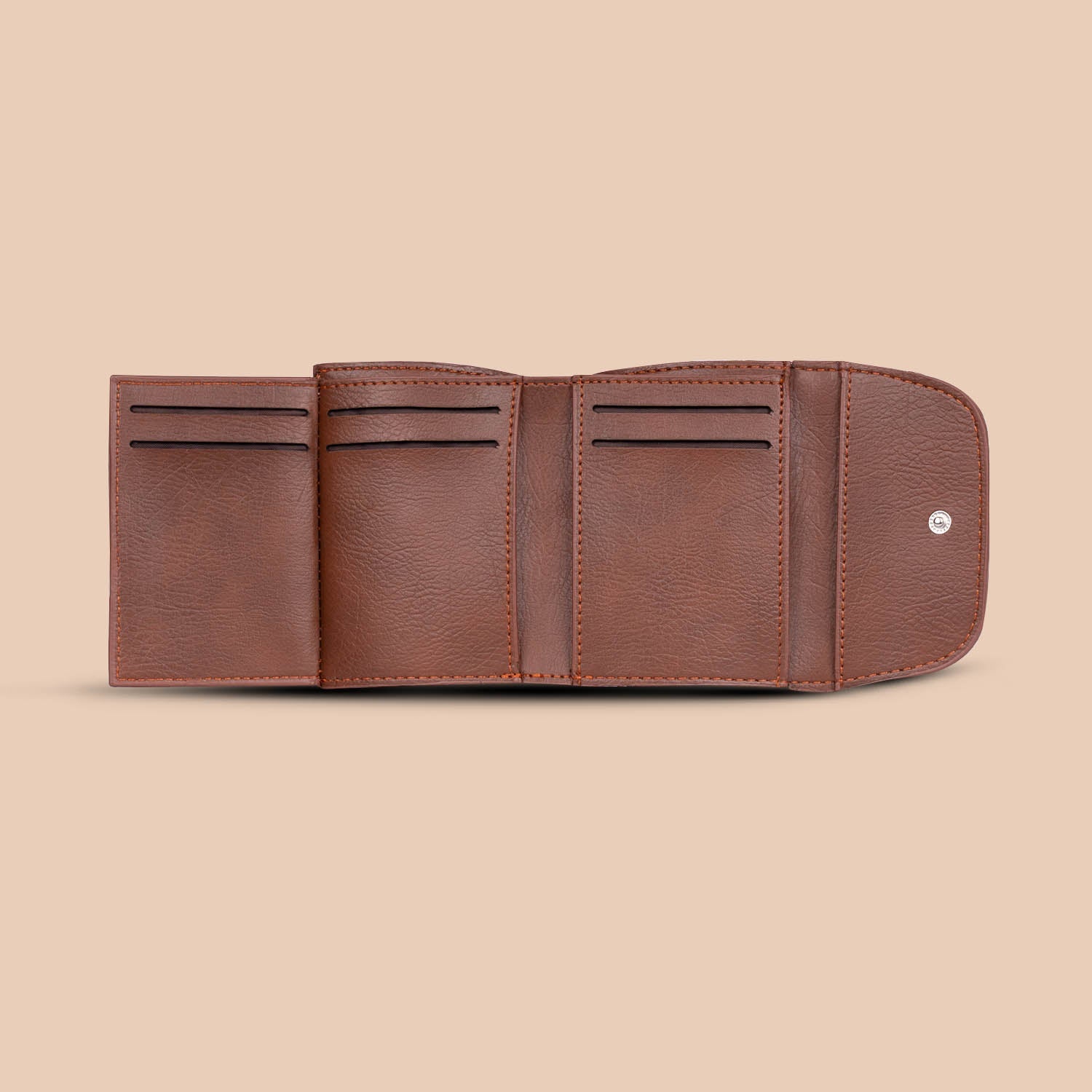 Brown Floral Trifold Wallet