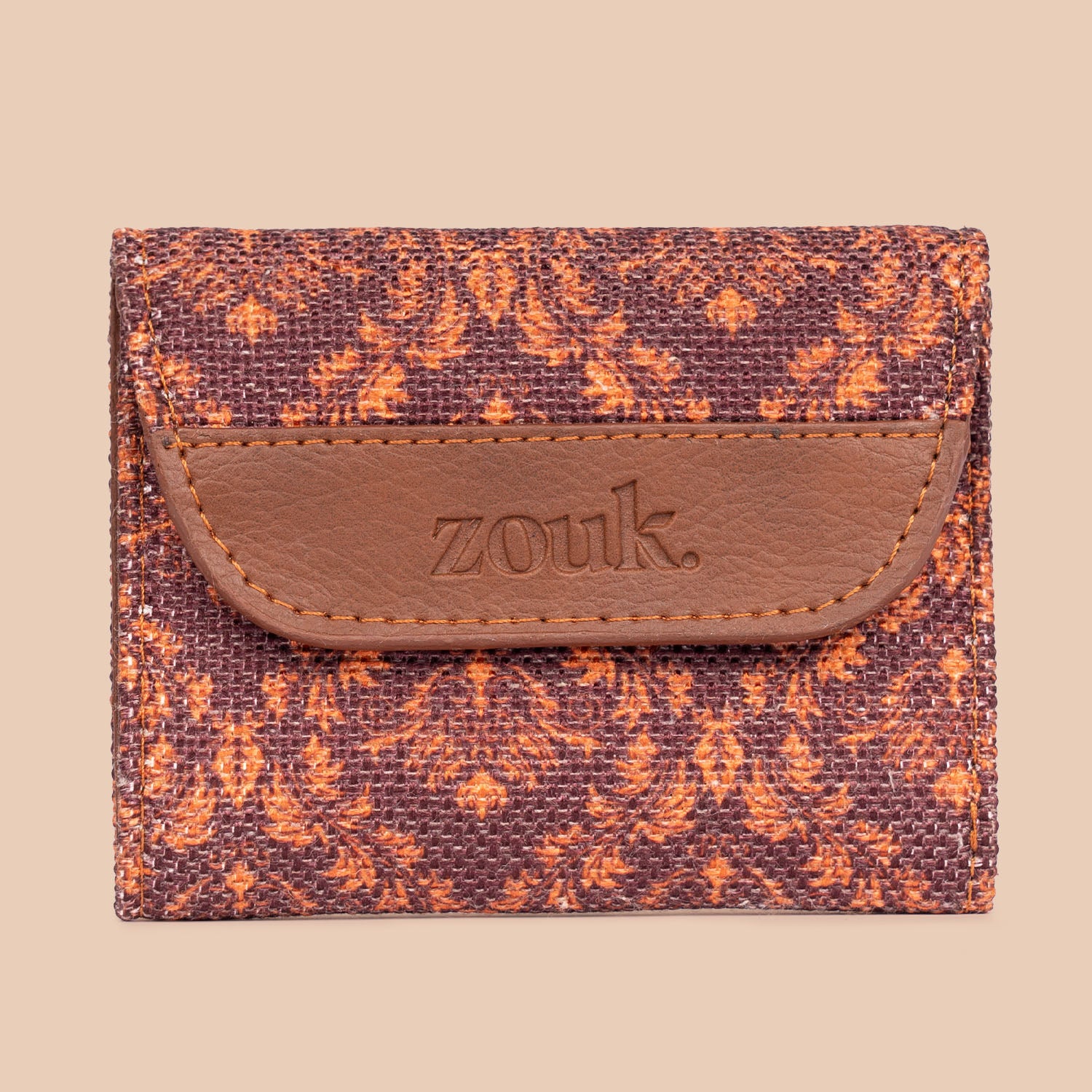 Brown Floral Trifold Wallet