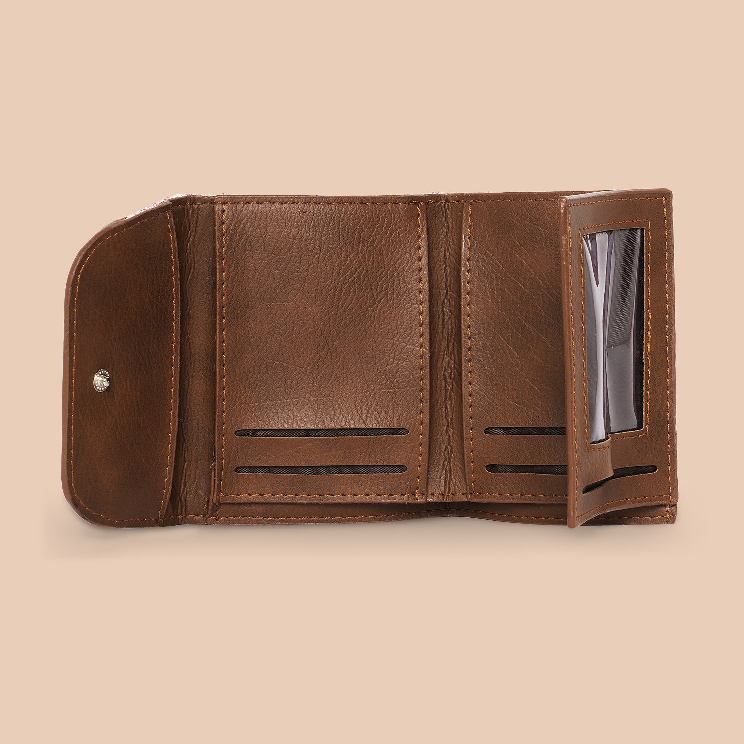 Falaknuma Brown Jaali Trifold Wallet