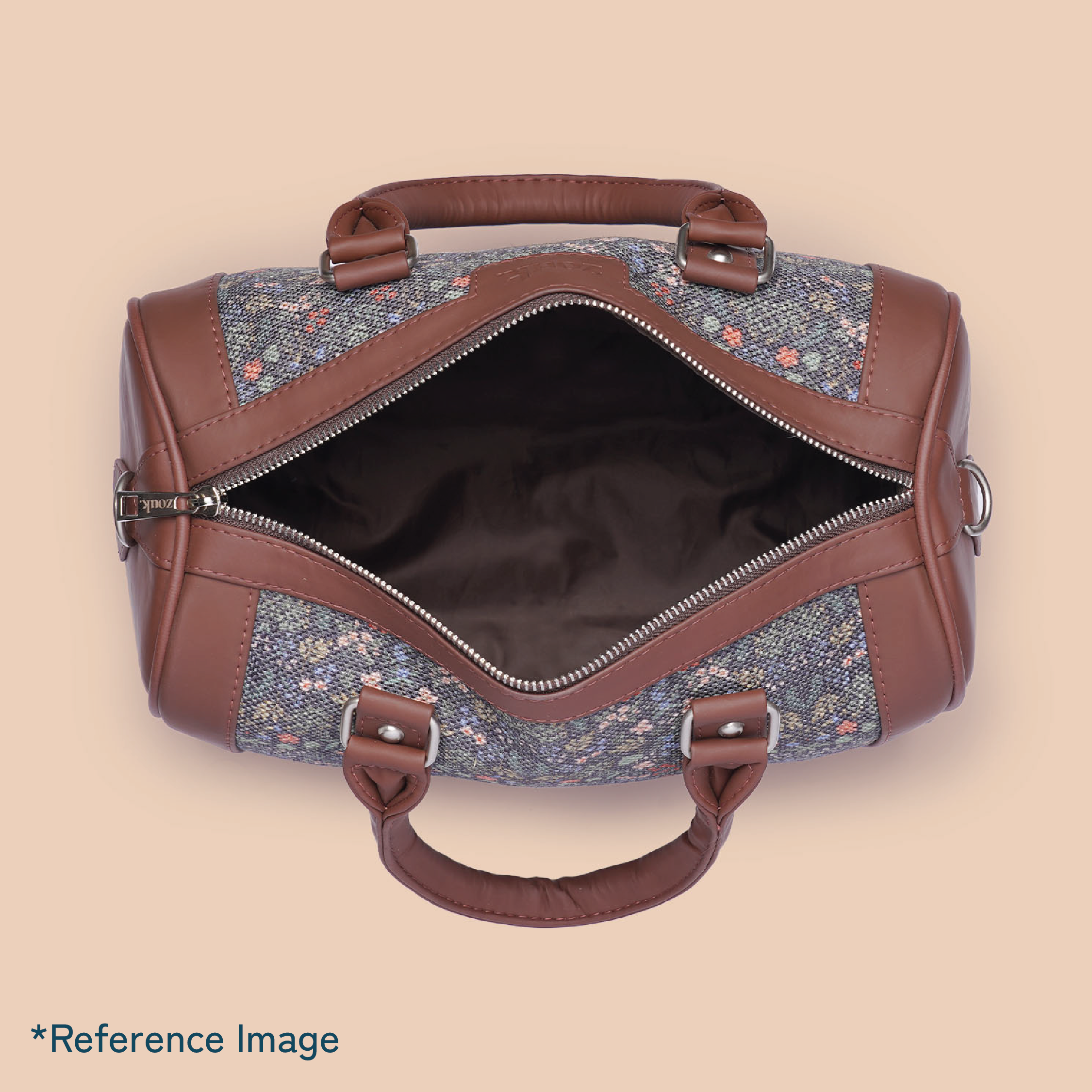 Brown Floral Motif Handbag