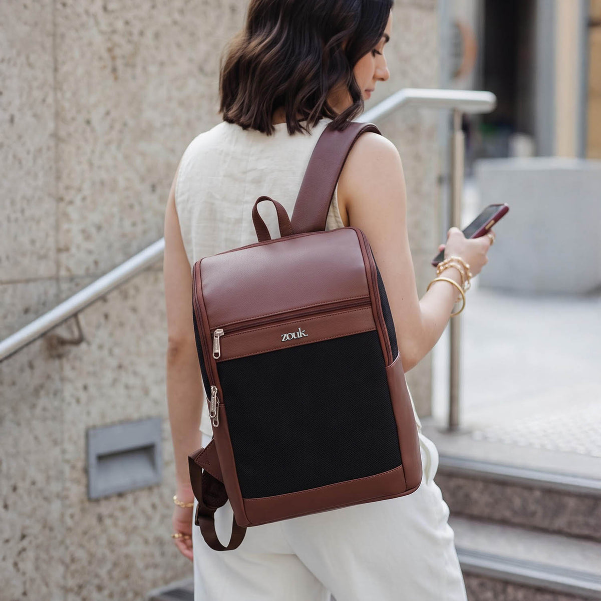 Amalia Laptop Backpack (Brown) - Jet Black
