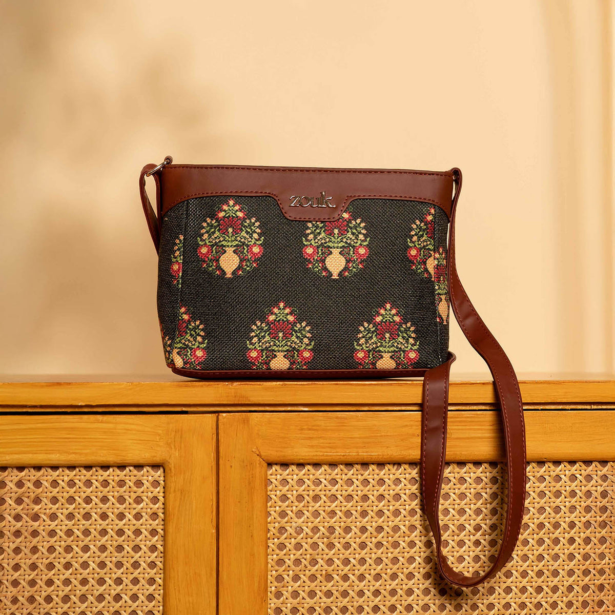 Royal Green Mogra Print Harmony Sling Bag