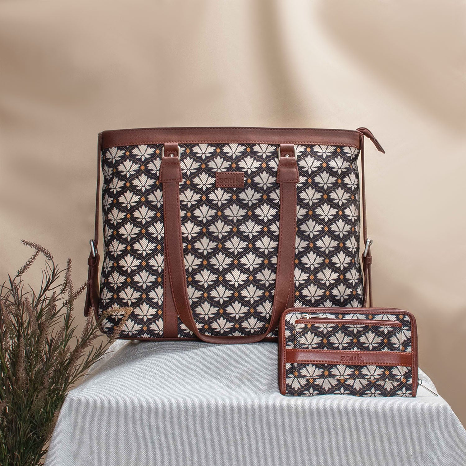 Bidri Kaiser - Women's Office Bag & Classic Zipper Wallet Combo