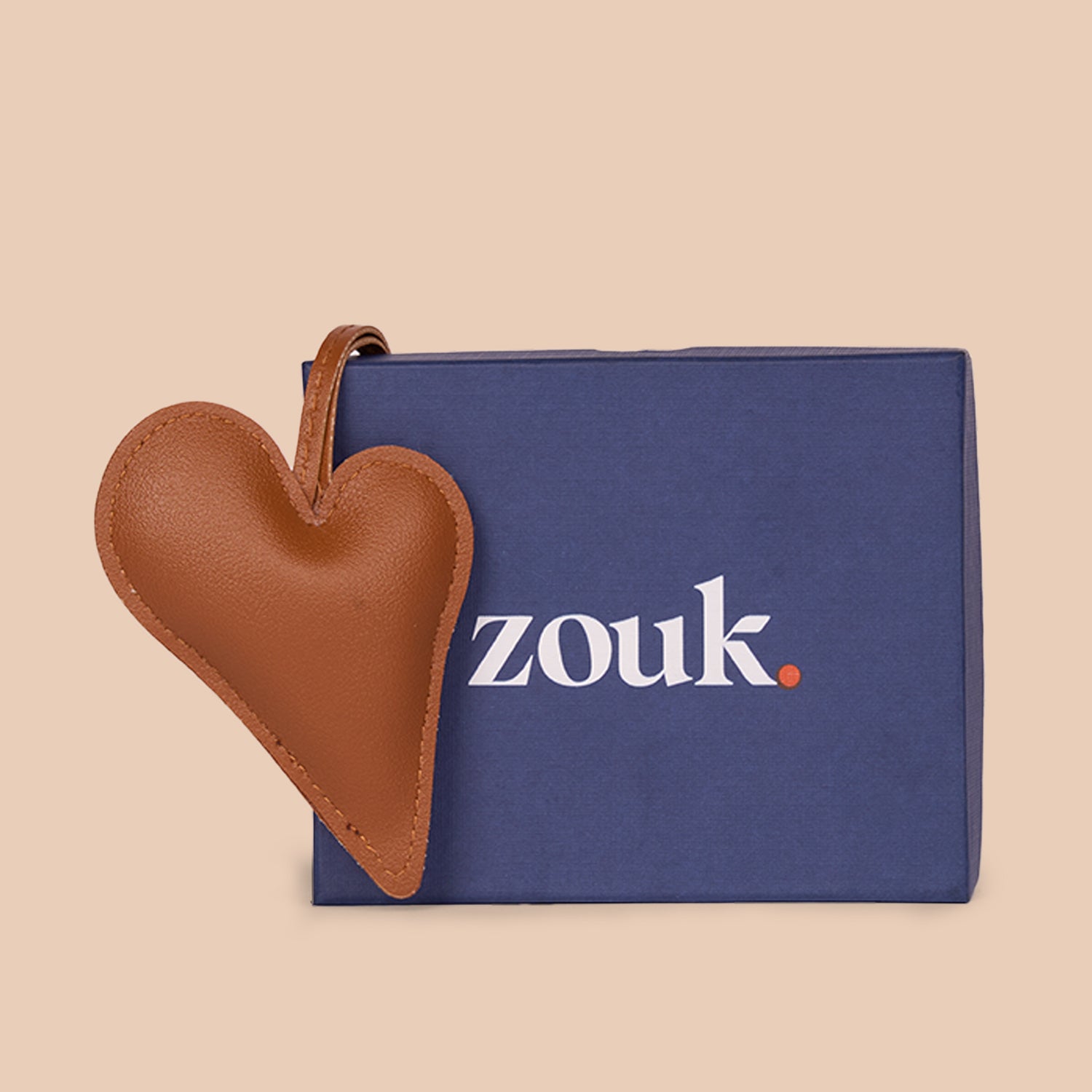 Big Heart Bag Charm - Tan