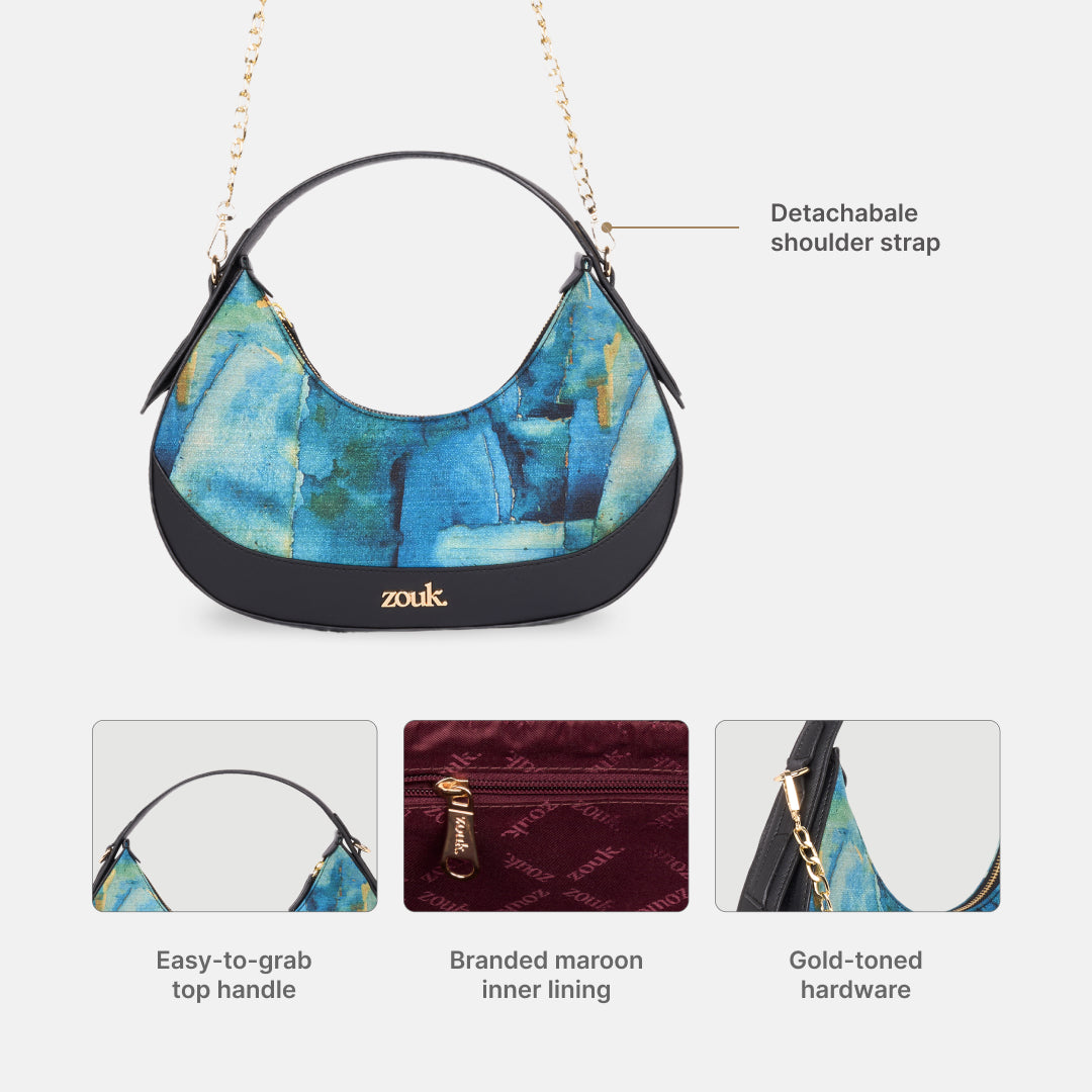 Opalite Vanya Baguette (Black Saffiano)
