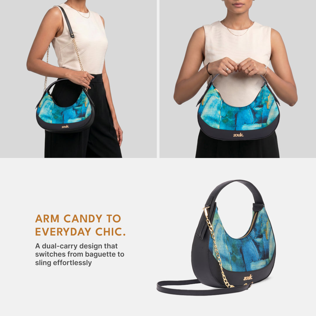 Opalite Vanya Baguette (Black Saffiano)