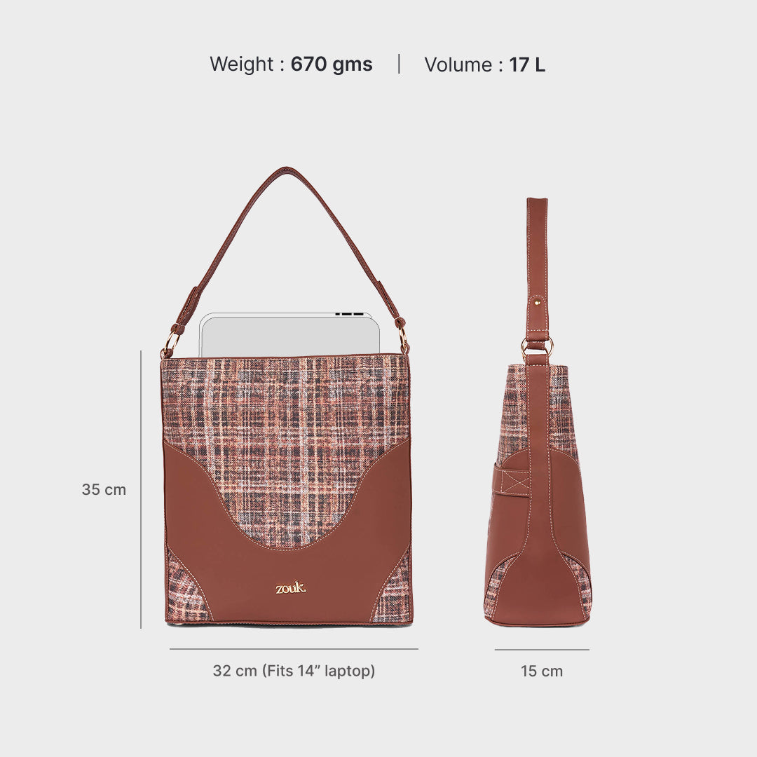 Cashmere Noir (Copper) Vertical Office Tote (Brown)