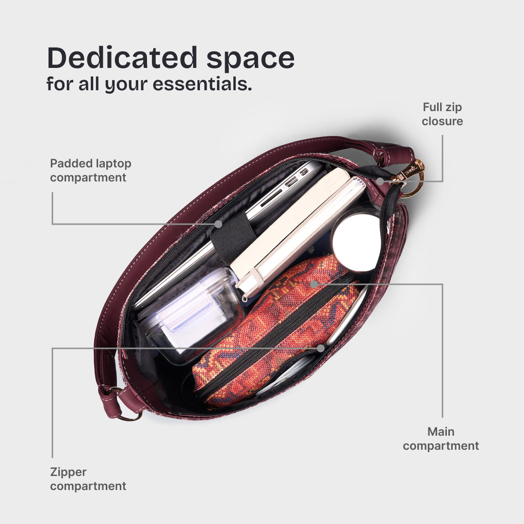 Chirala Plaid Vertical Office Tote (Cranberry)