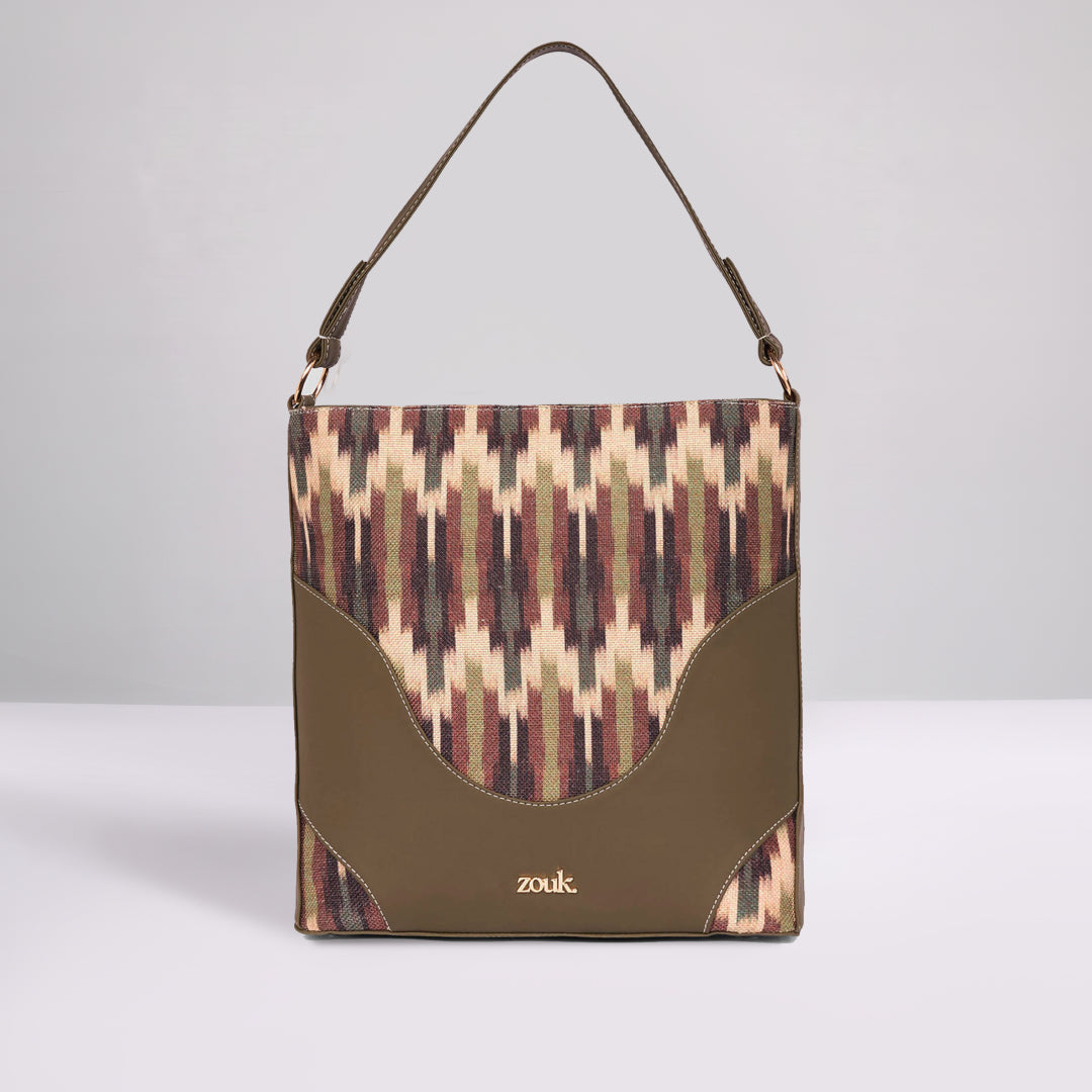 Cuttack Stripes Vertical Office Tote (Olive)