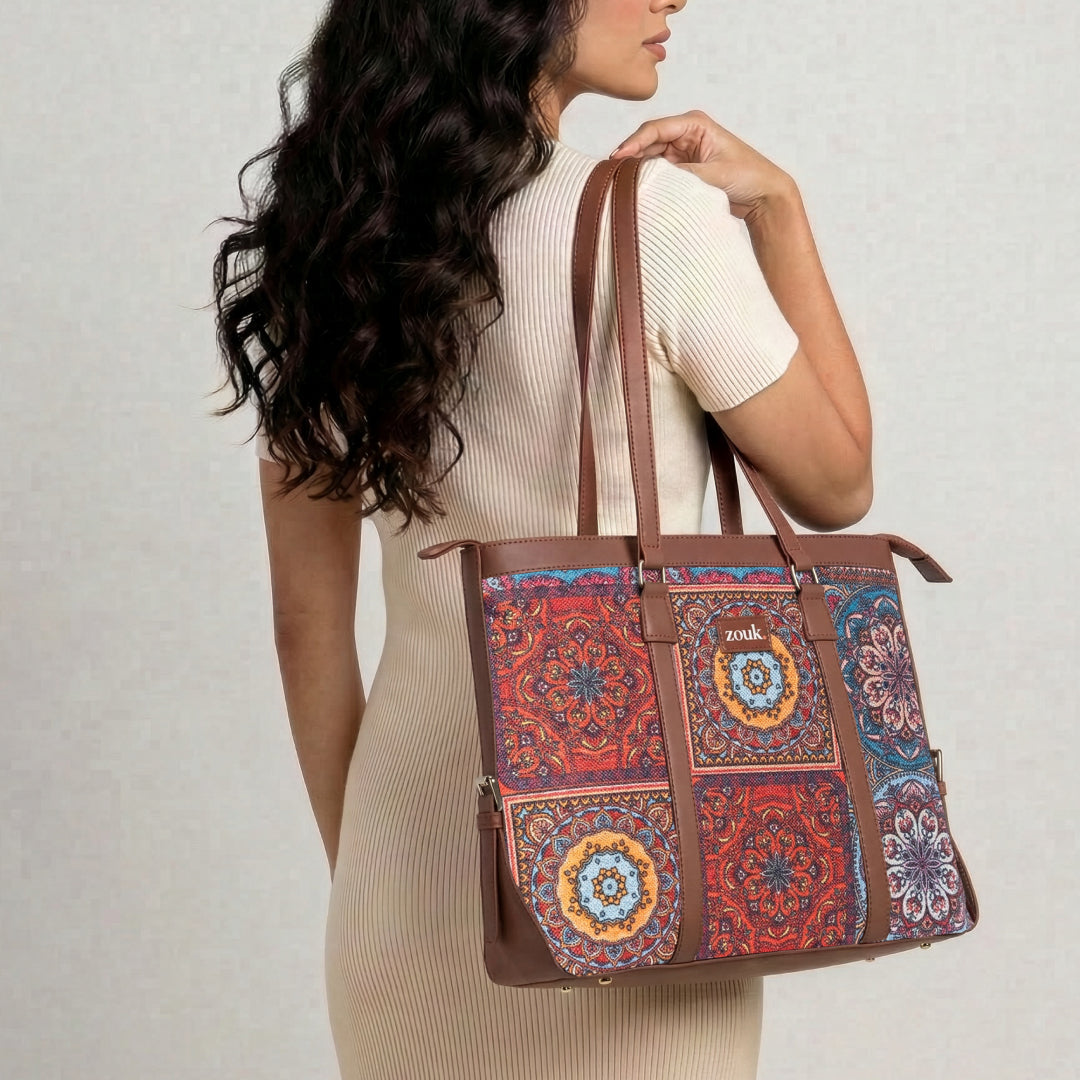 Multicolor Mandala Print Women's Office Bag