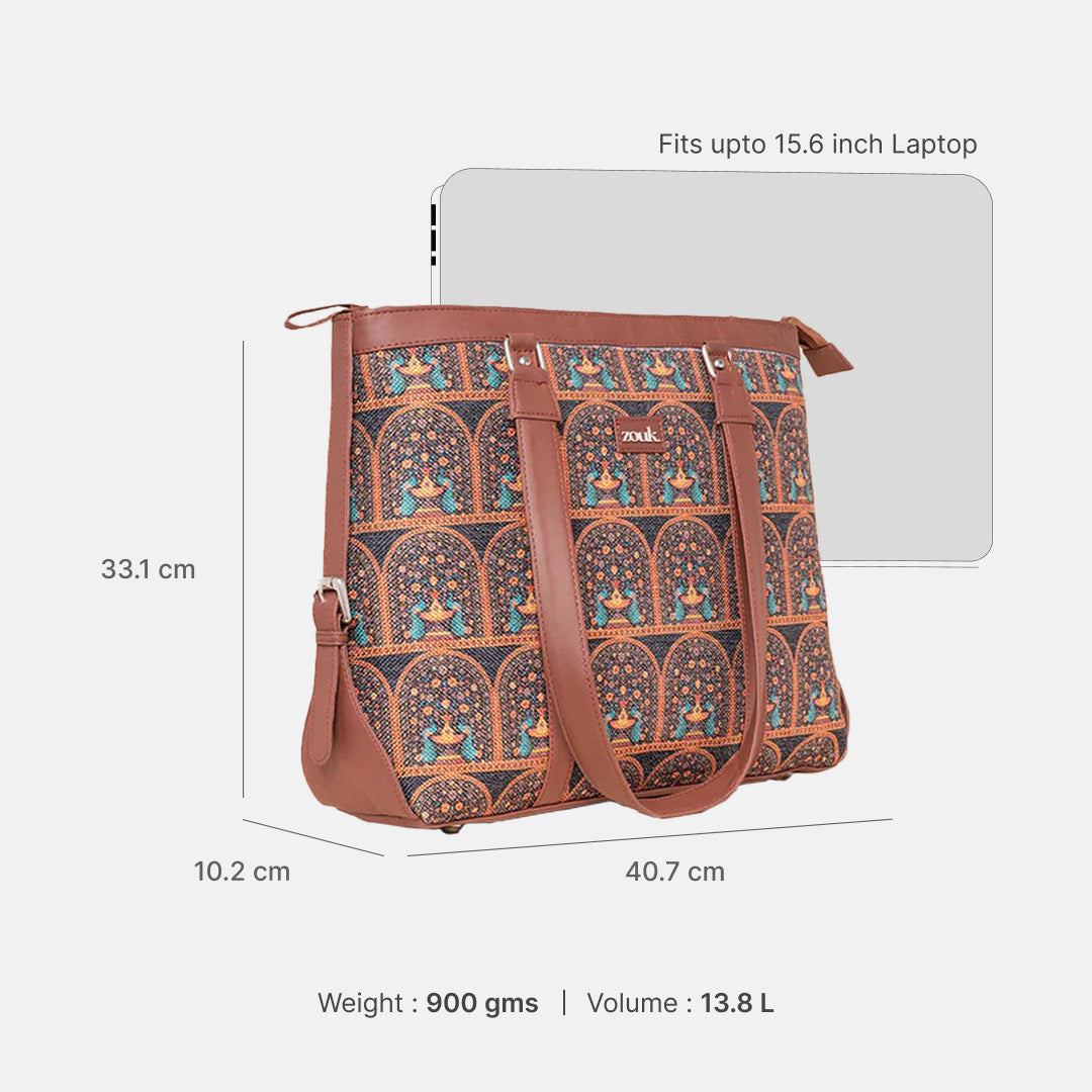 Royal Indian Peacock Motif Women's Office Bag
