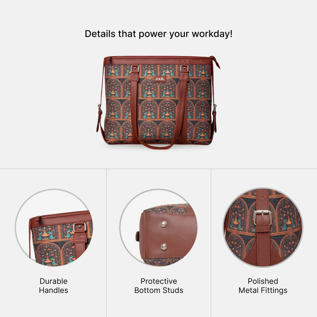 Royal Indian Peacock Motif Women's Office Bag