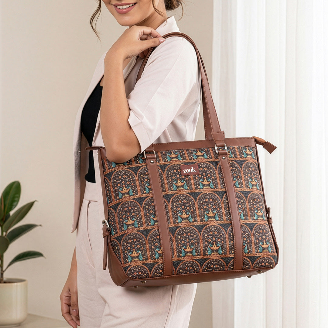 Royal Indian Peacock Motif Women's Office Bag