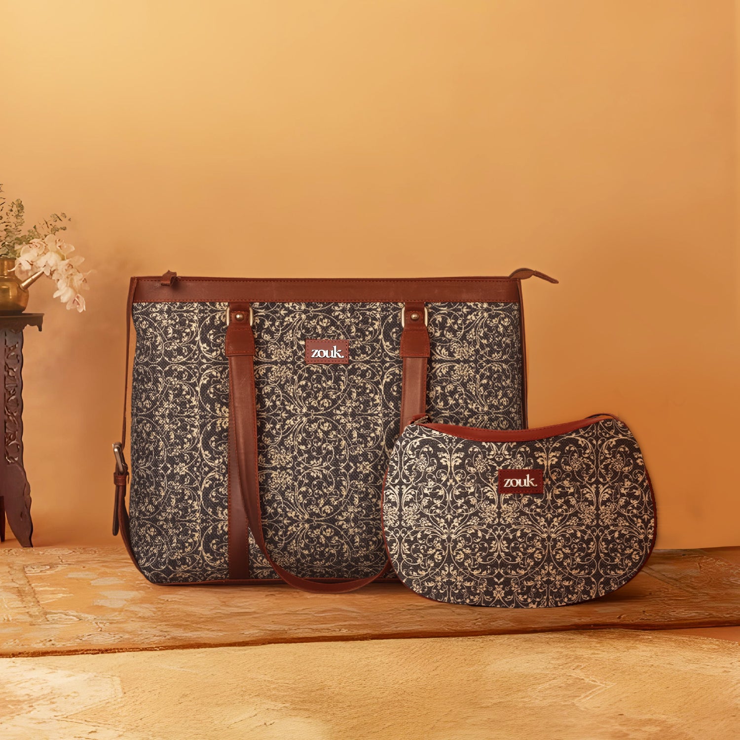 Lattice Lace Structured Shoulder Bag and Women's Office Bag Combo