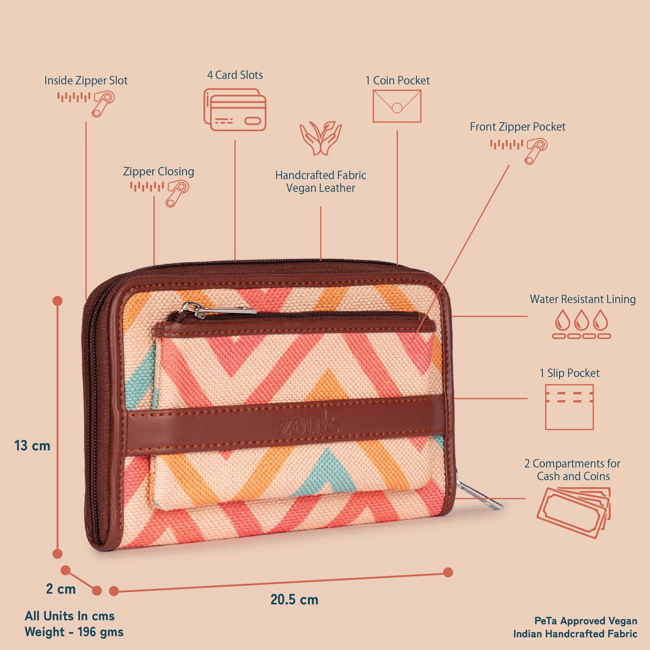 WavBeach Classic Zipper Wallet