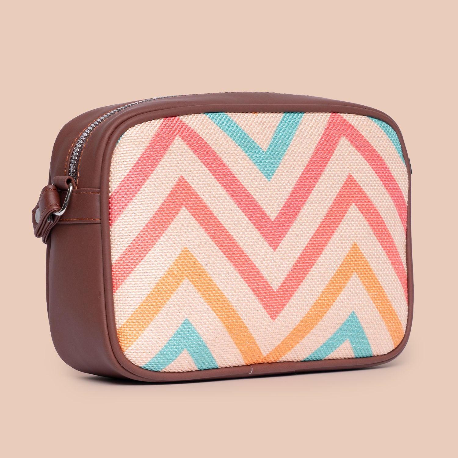 Multicoloured Patched Round Sling Bag