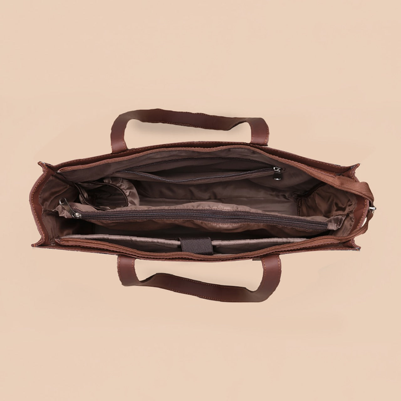 Brown FLoral Motif Office Tote Bag