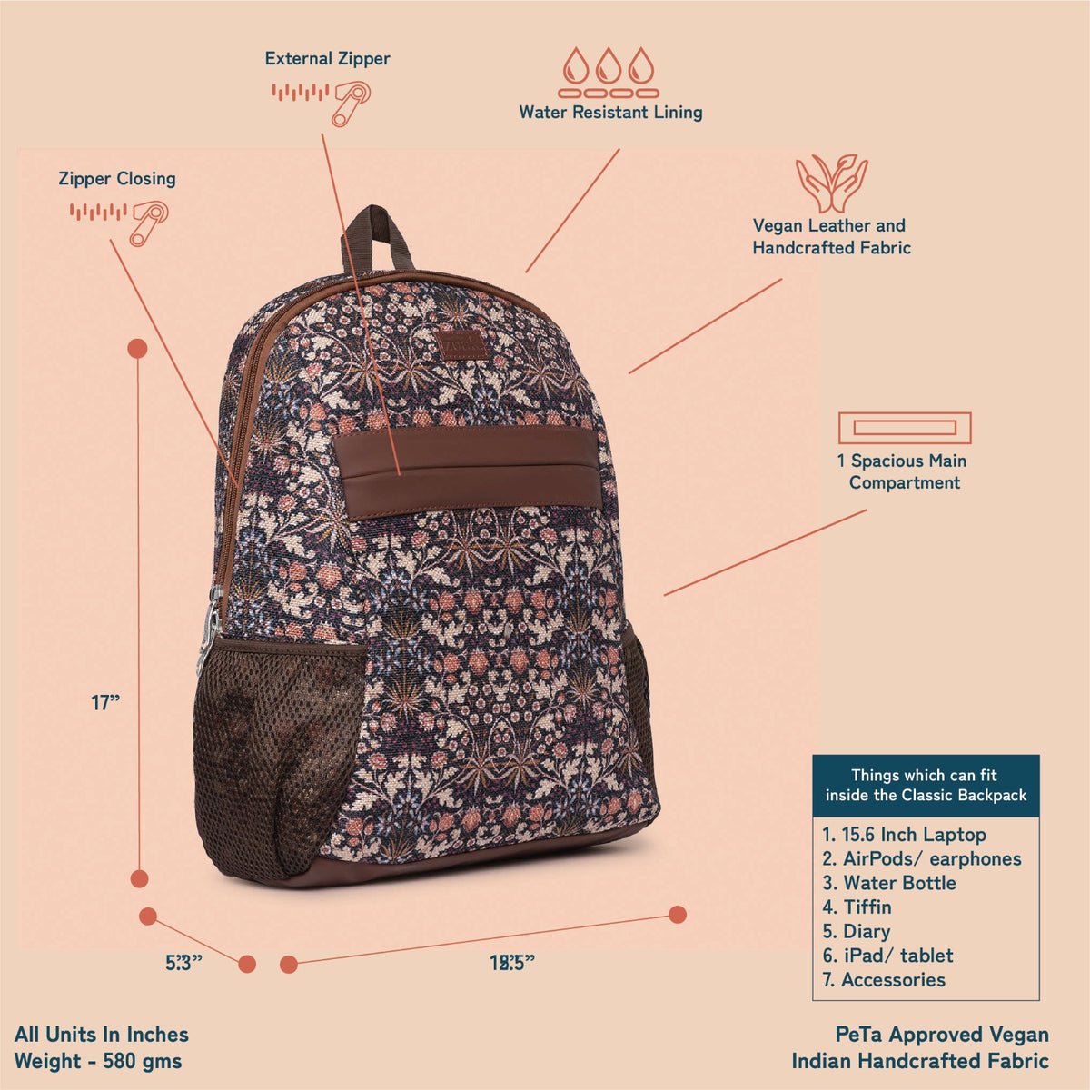 Kashmir Blooms Classic Backpack