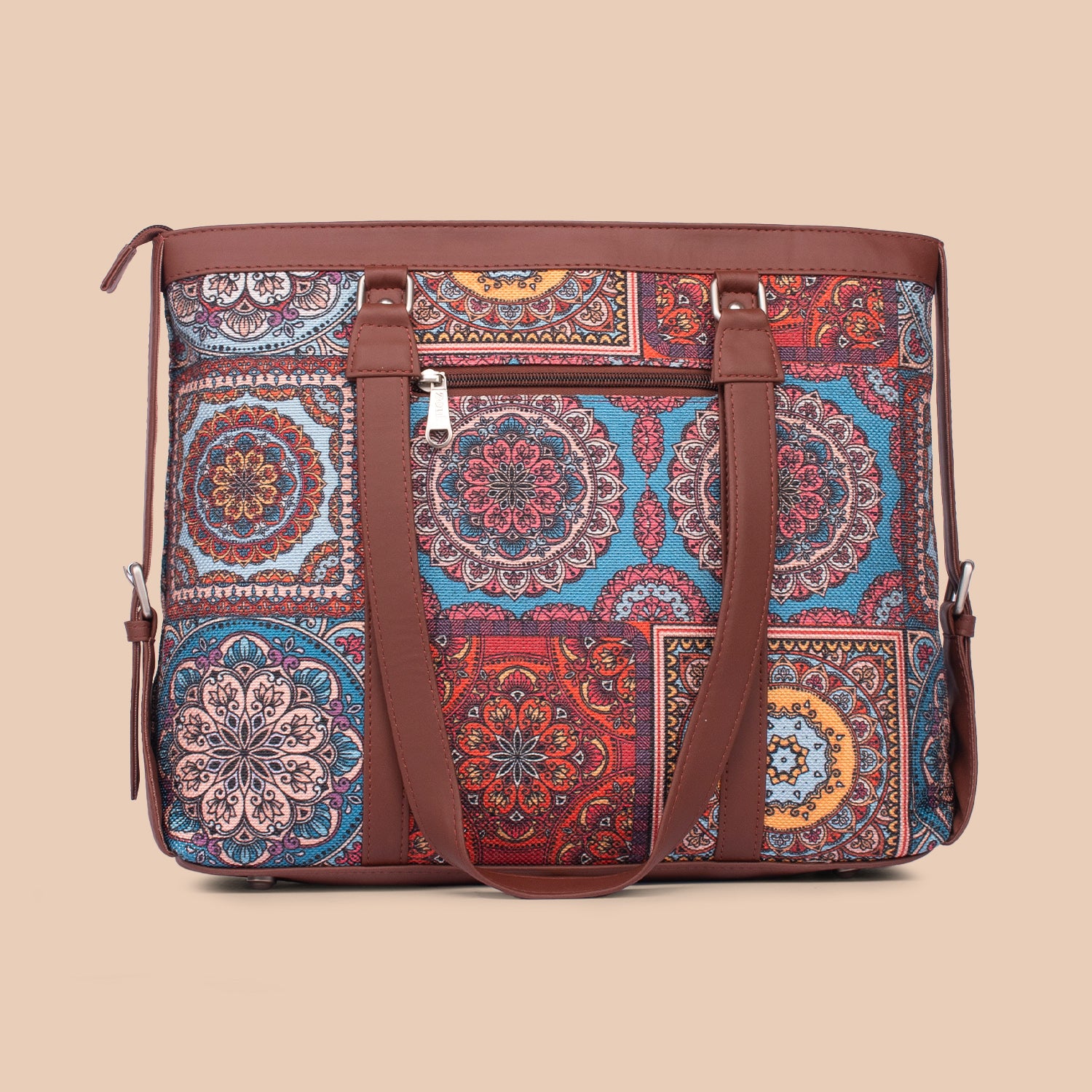 Multicolor Mandala Print Women's Office Bag (Back Zipper)