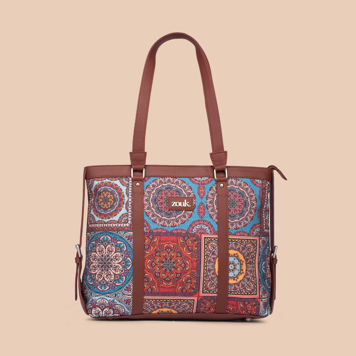 Multicolor Mandala Print Women's Office Bag (Back Zipper)