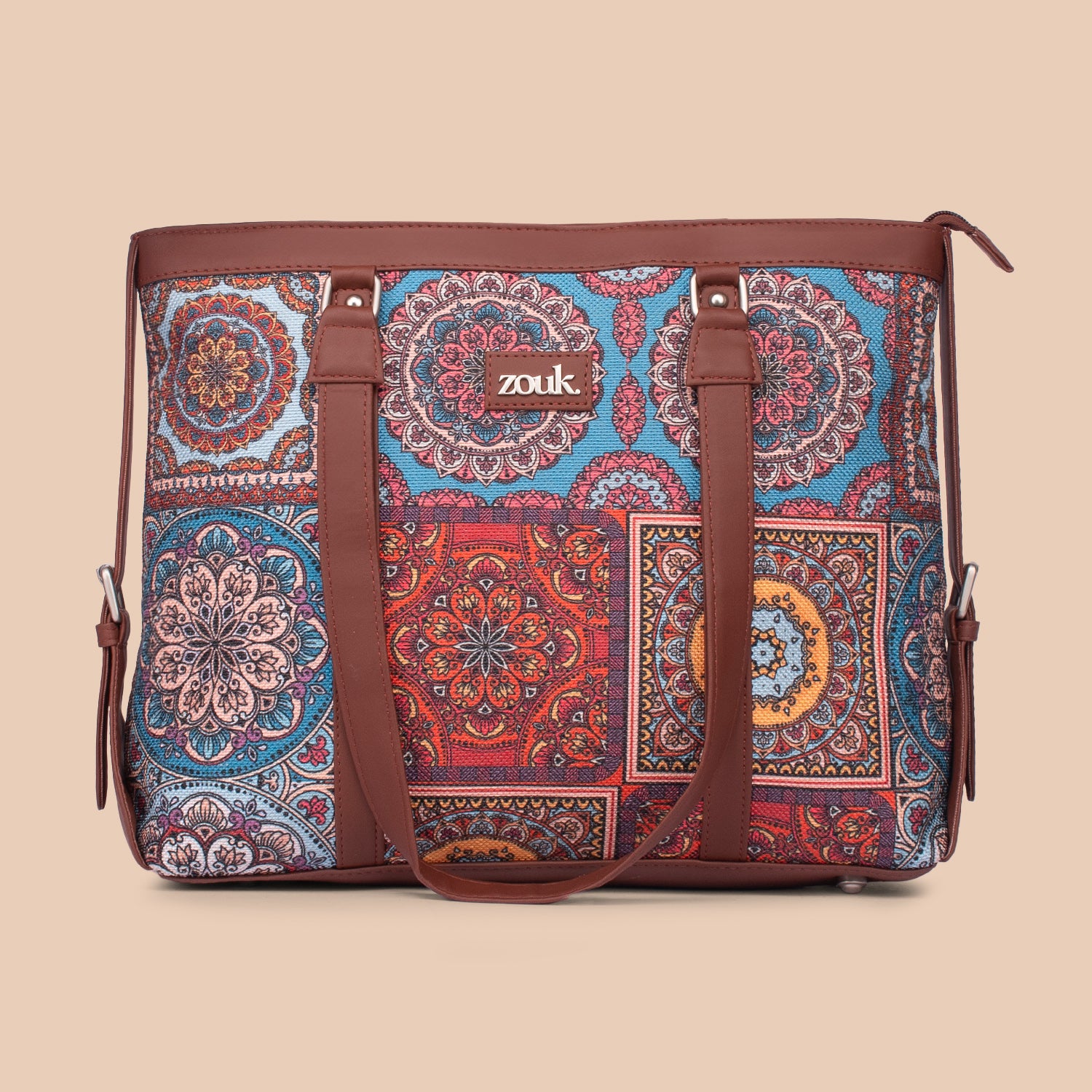 Multicolor Mandala Print Women's Office Bag (Back Zipper)