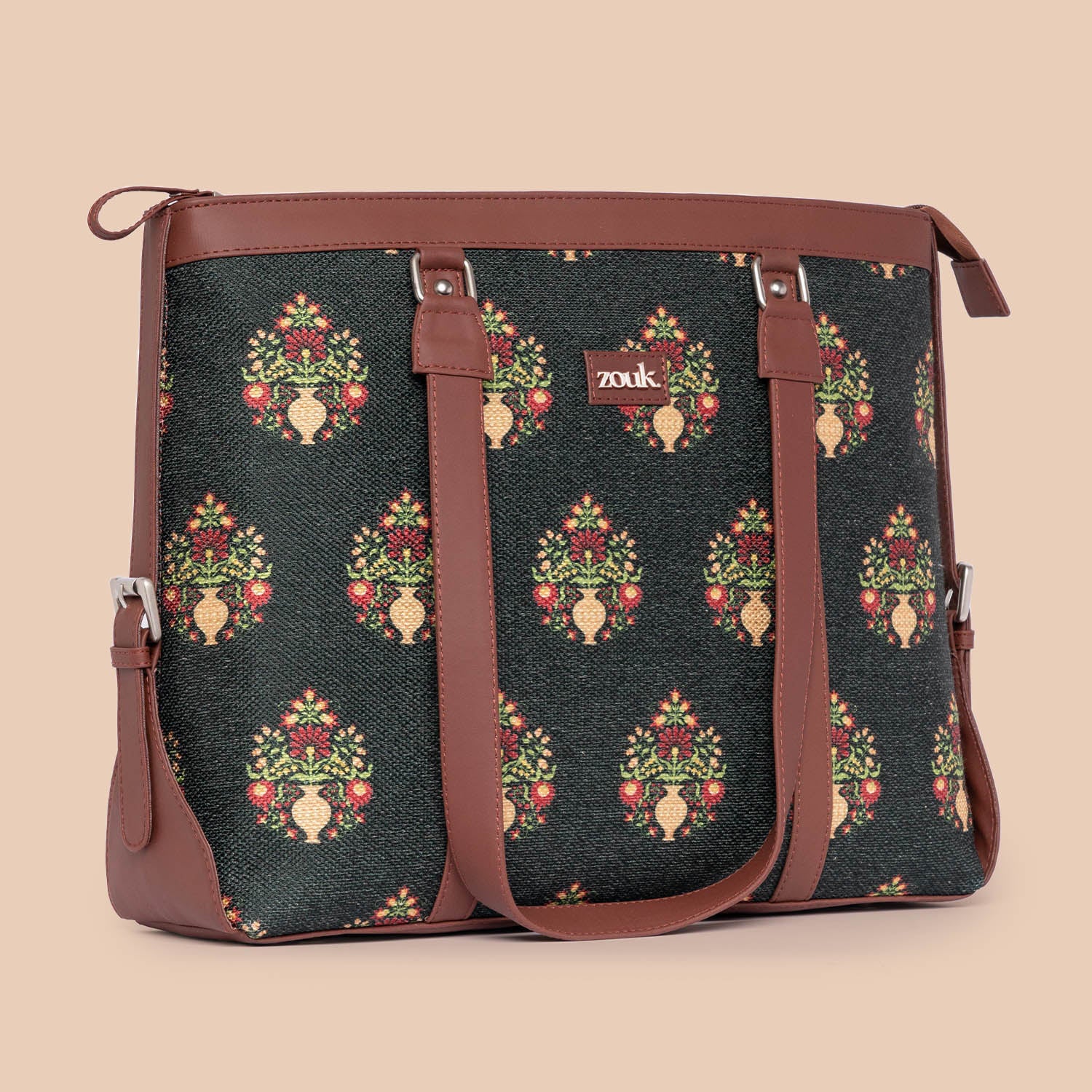 Royal Green Mogra Print Women's Office Bag