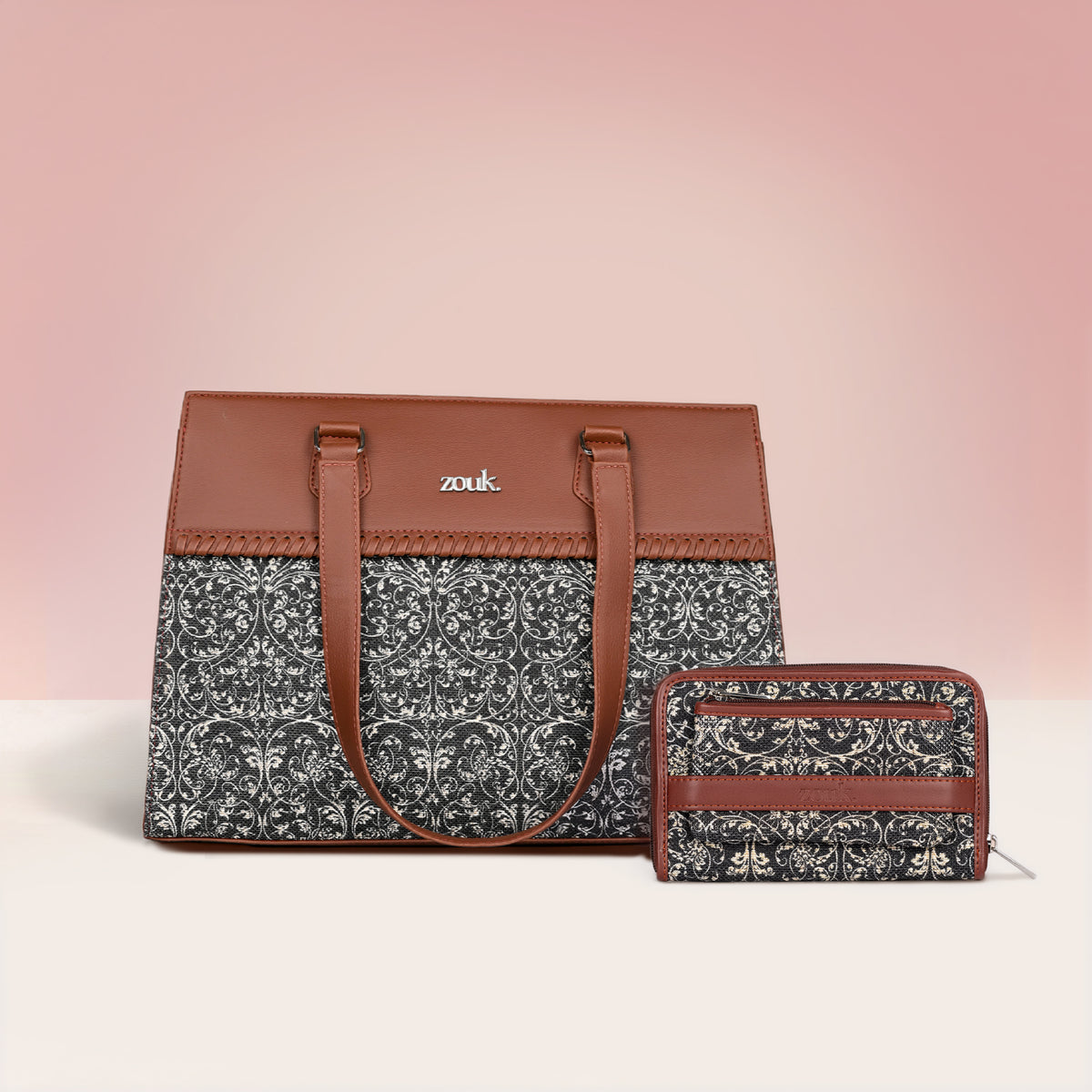 Lattice Lace Statement Business Bag & Classic Zipper Wallet Combo