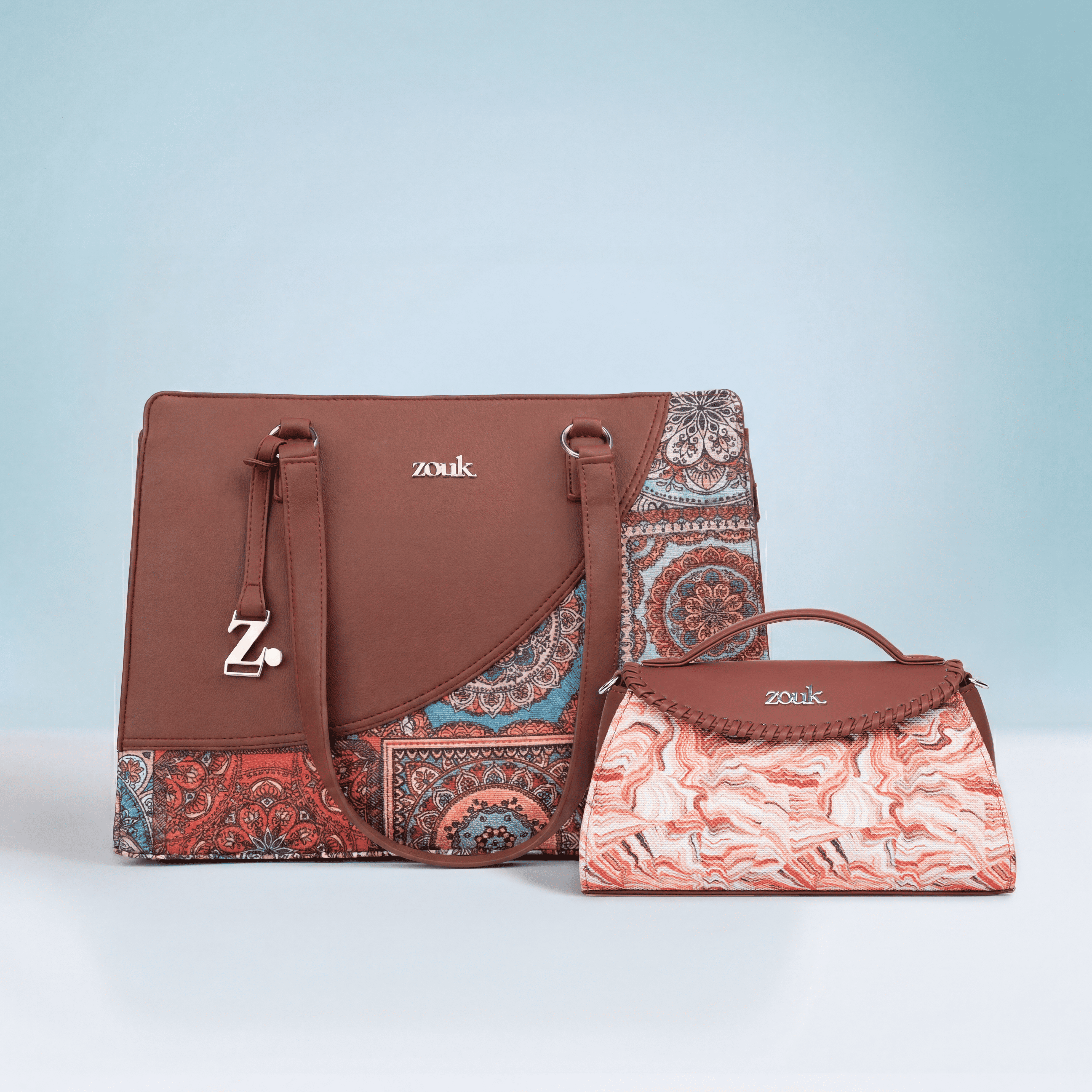 Multicolor Mandala Office Essential Bag & Nicobar Coral Saisha Sling Bag Combo