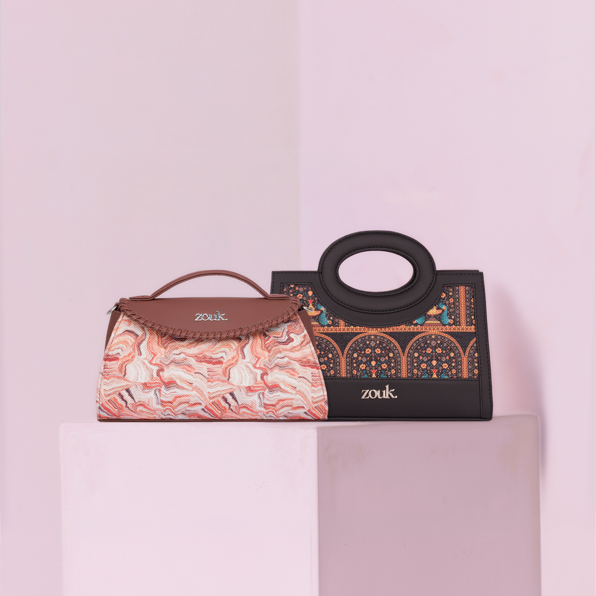 Saisha Sling Bag Nicobar Coral & Zoe Sling Bag Royal Indian Peacock Motif Combo