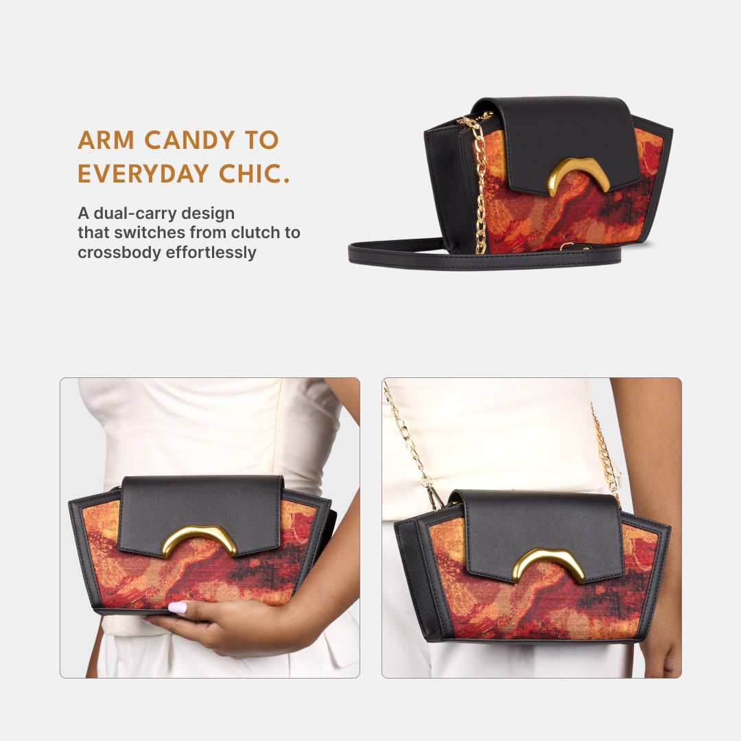Citrine Zareen Clutch (Black Saffiano)