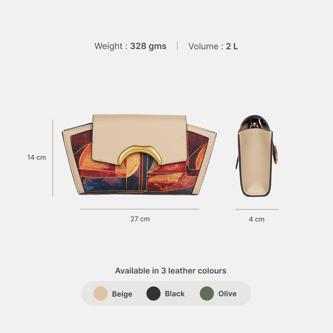 Sapphire Zareen Clutch (Beige Saffiano)
