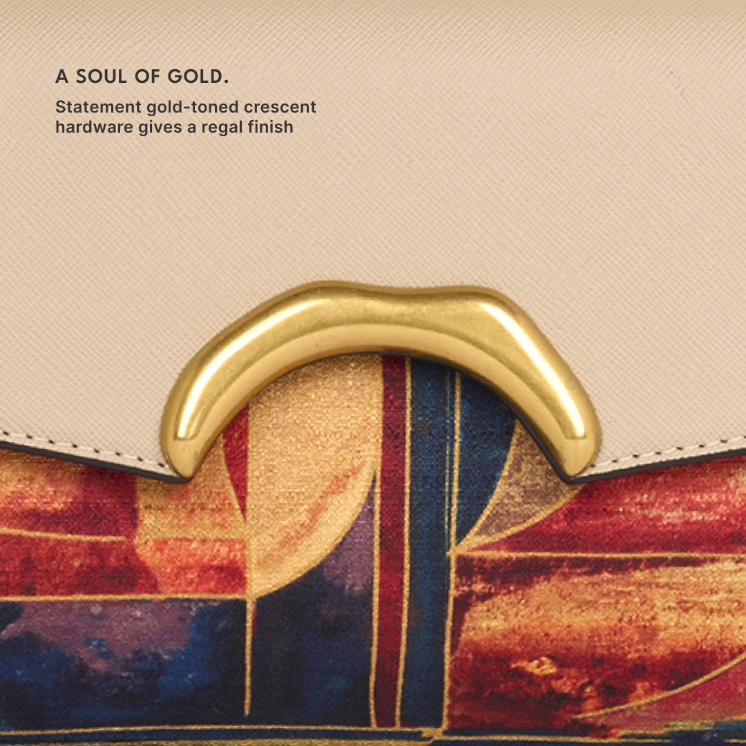 Sapphire Zareen Clutch (Beige Saffiano)