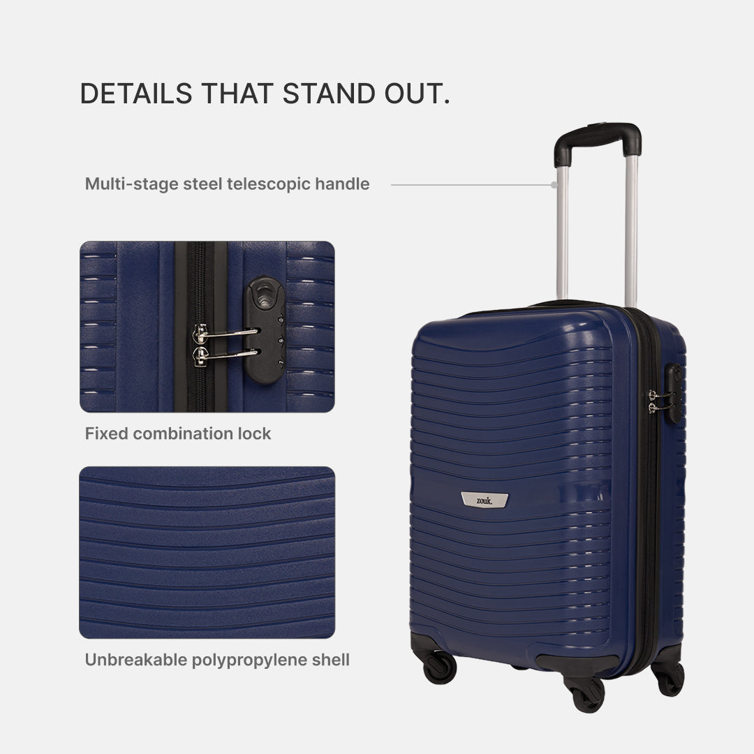 Navy Zoya Trolley Bag Combo (Medium & Large)