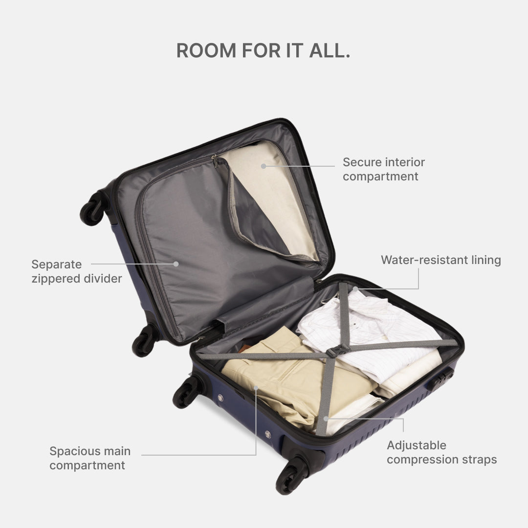 Navy Zoya Trolley Bag Combo (Cabin & Large)