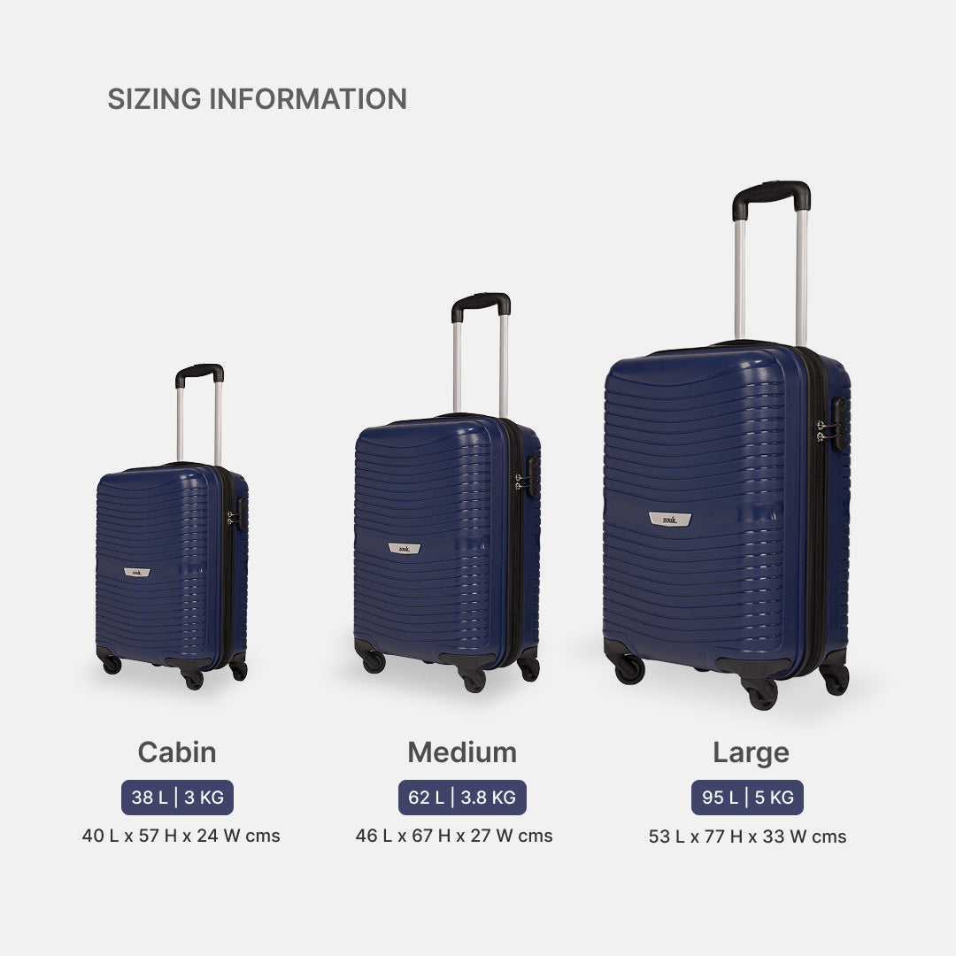 Navy Zoya Trolley Bag Combo (Cabin & Large)