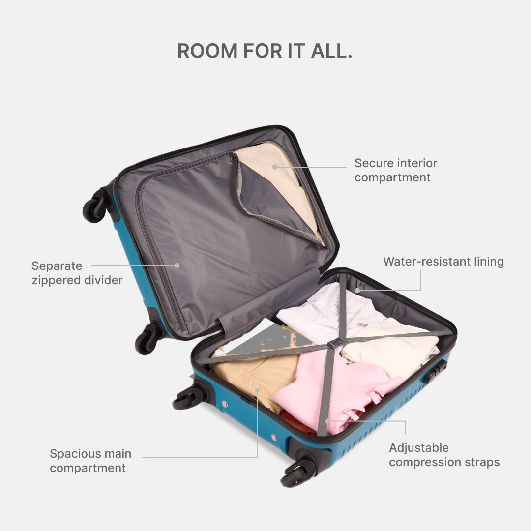 Teal Zoya Trolley Bag Combo (Medium & Large)