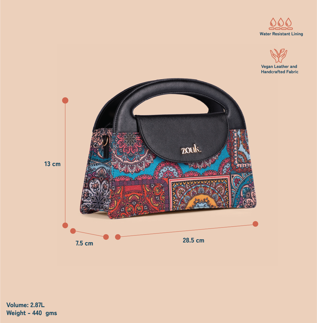 ZIP-Rhea Kapoor Ziya Sling Bag - Multicolor Mandala Print