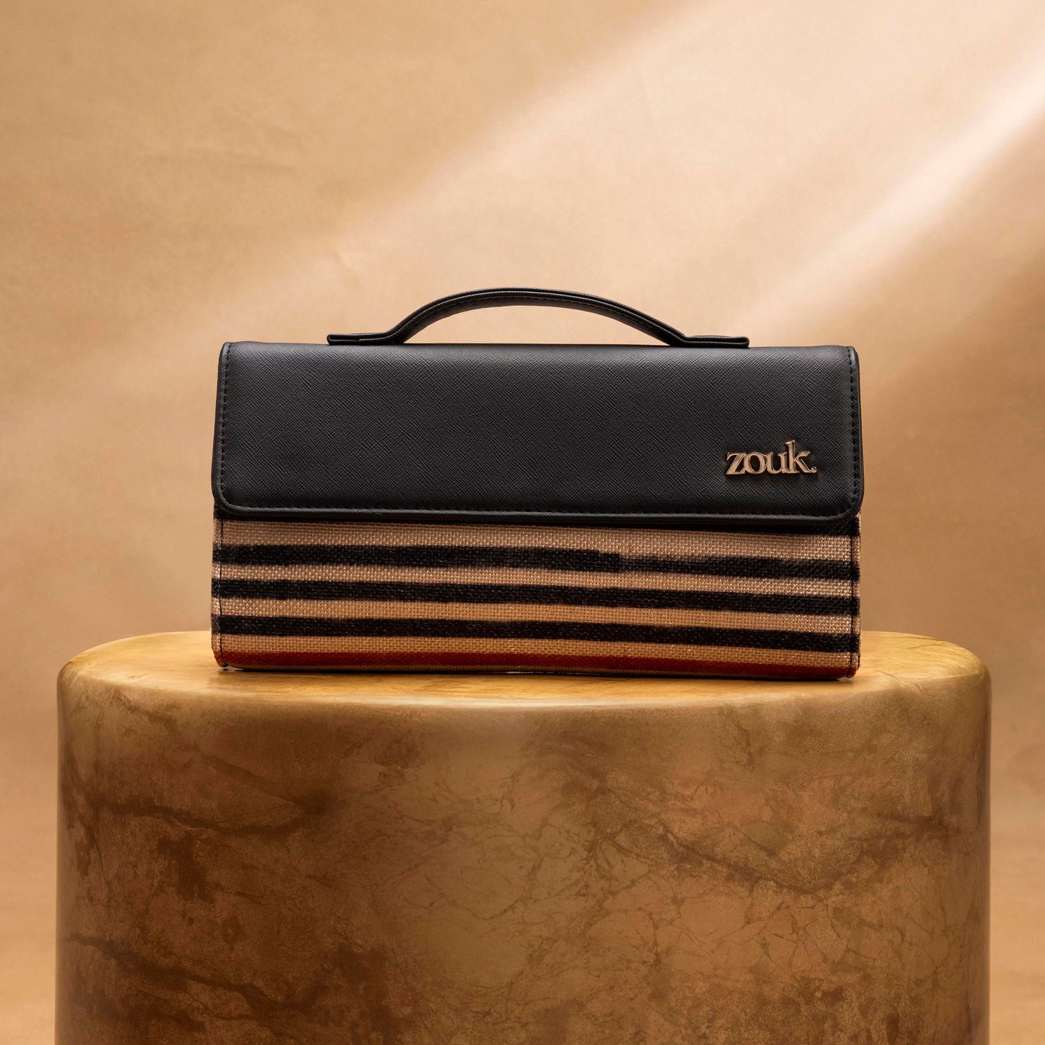 ZIP-Rhea Kapoor Clutch - Qutub Stripes