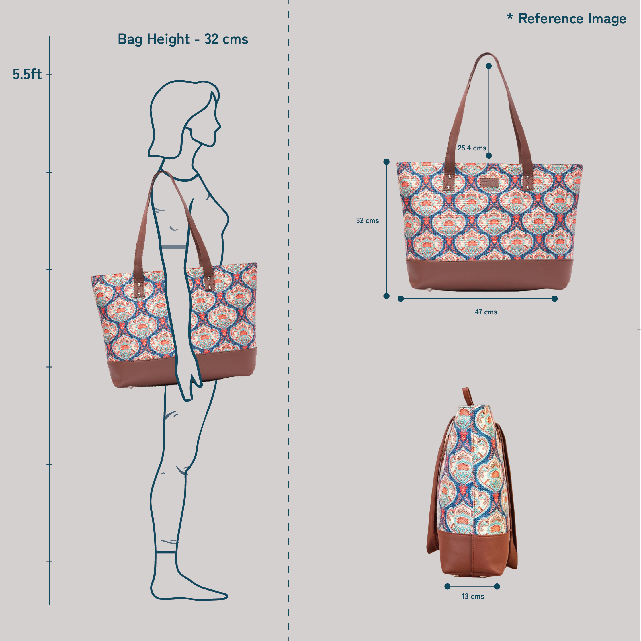 Paisley Print Shoulder Tote Bag