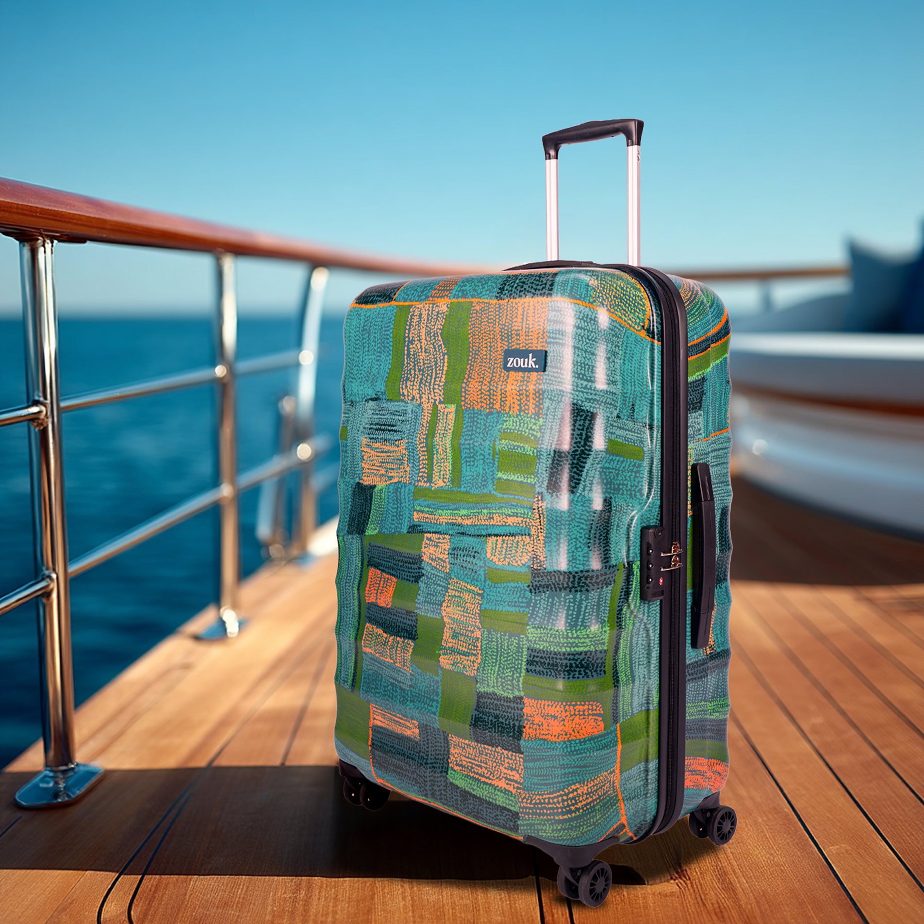 ZIP-Indus Lattice Green Amorah Trolley Bag