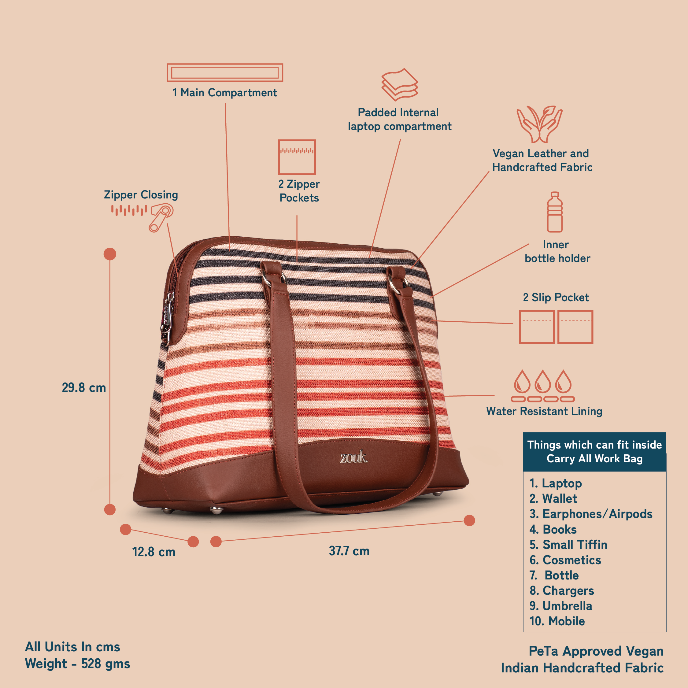 Qutub Stripes Carry All Work Bag