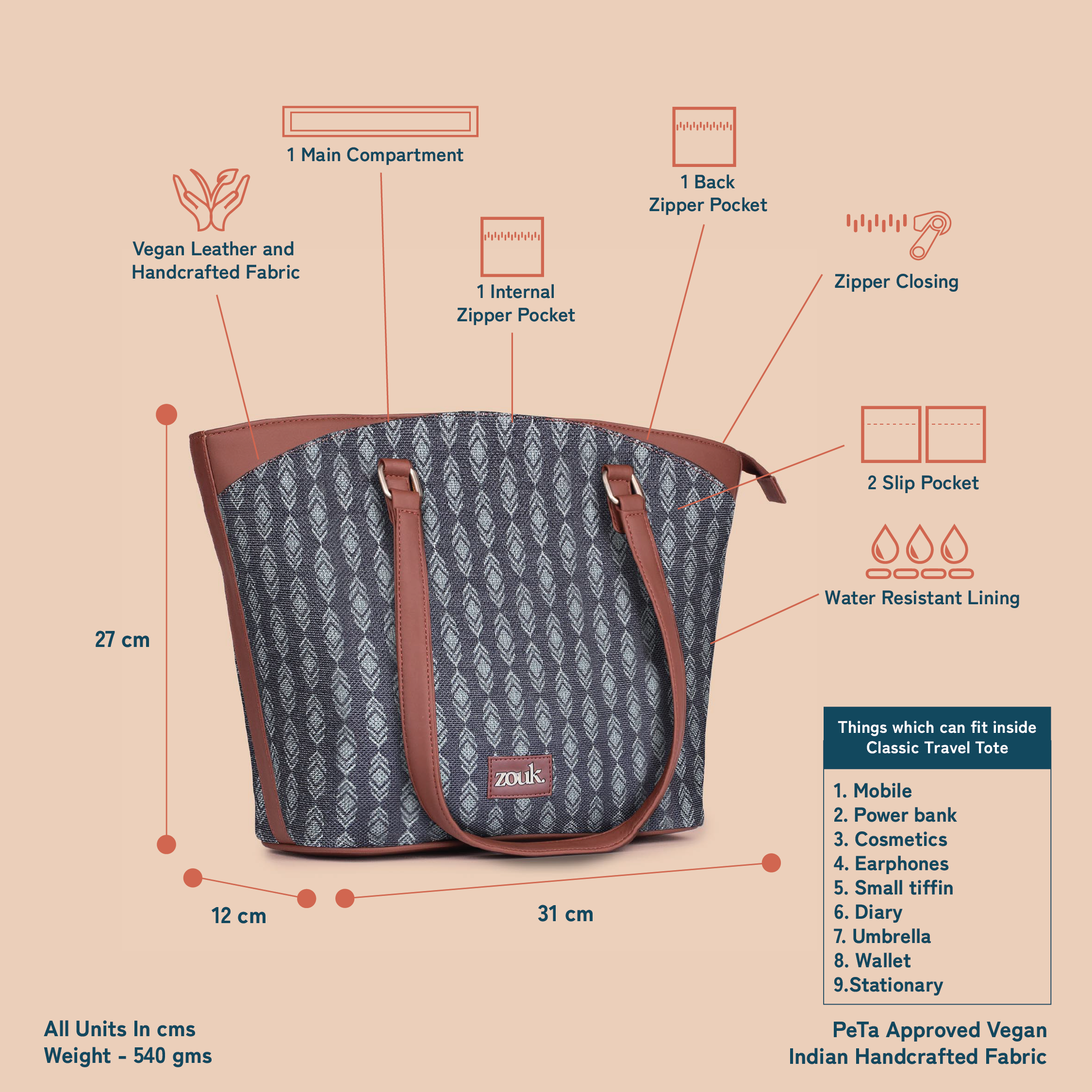 Hyderabad Ikat Classic Travel Tote