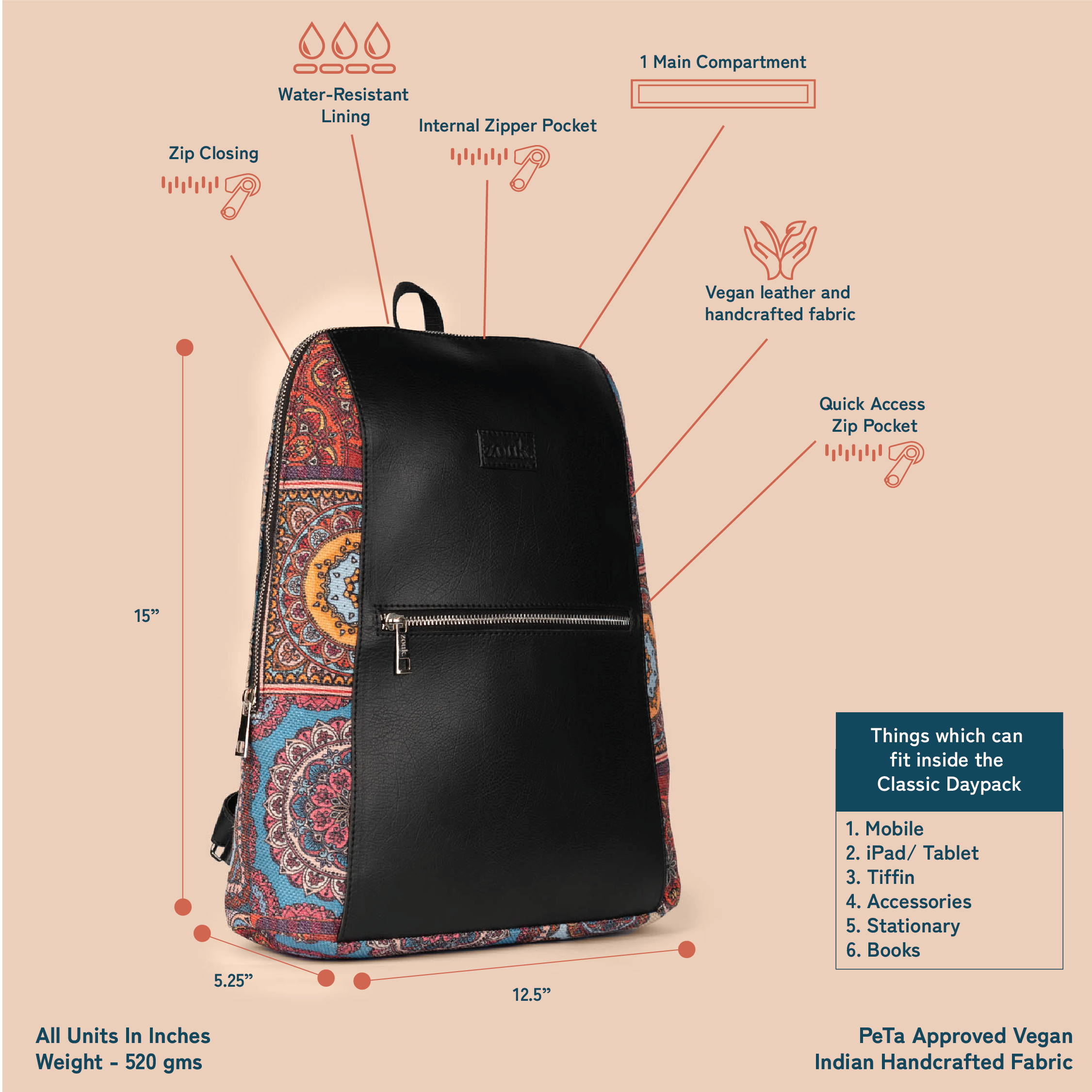 Multicolor Mandala Classic Daypack