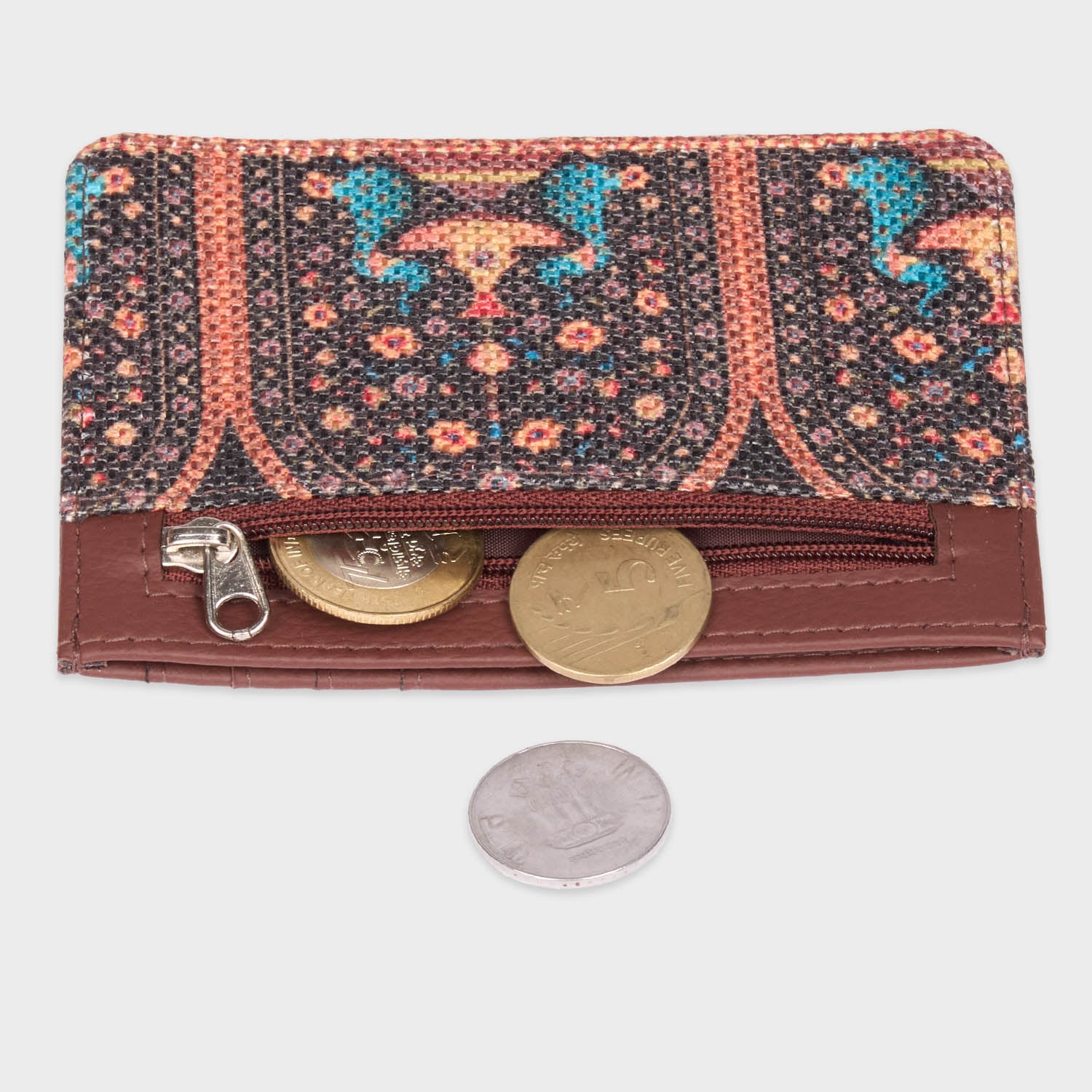 Royal Indian Peacock Motif Ava Card Case