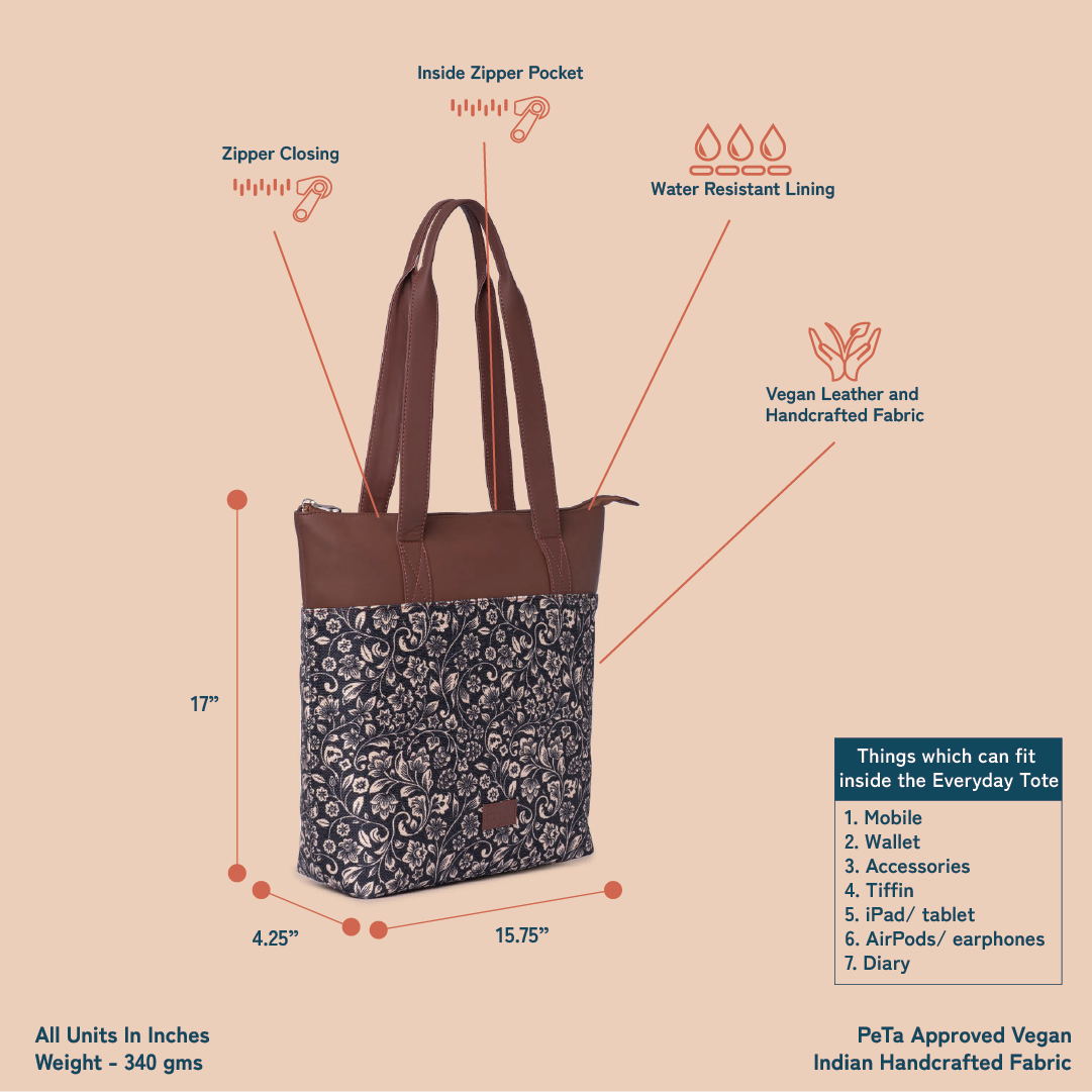 Everyday tote bag with discount zipper